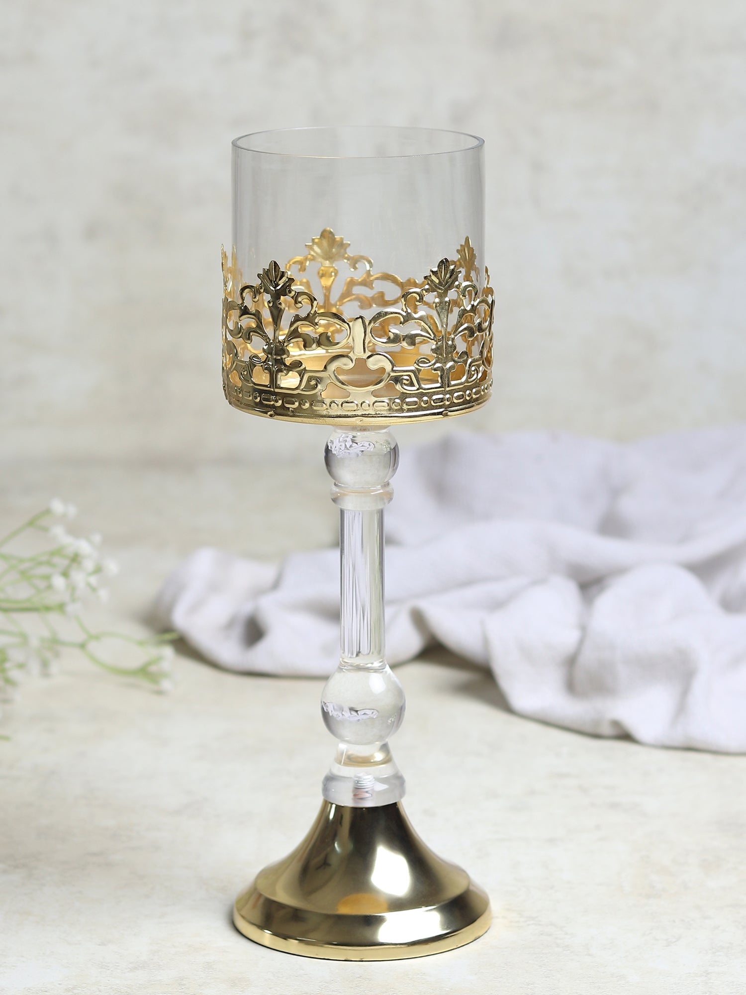Aurum Crest Pillar Candle Holder Small