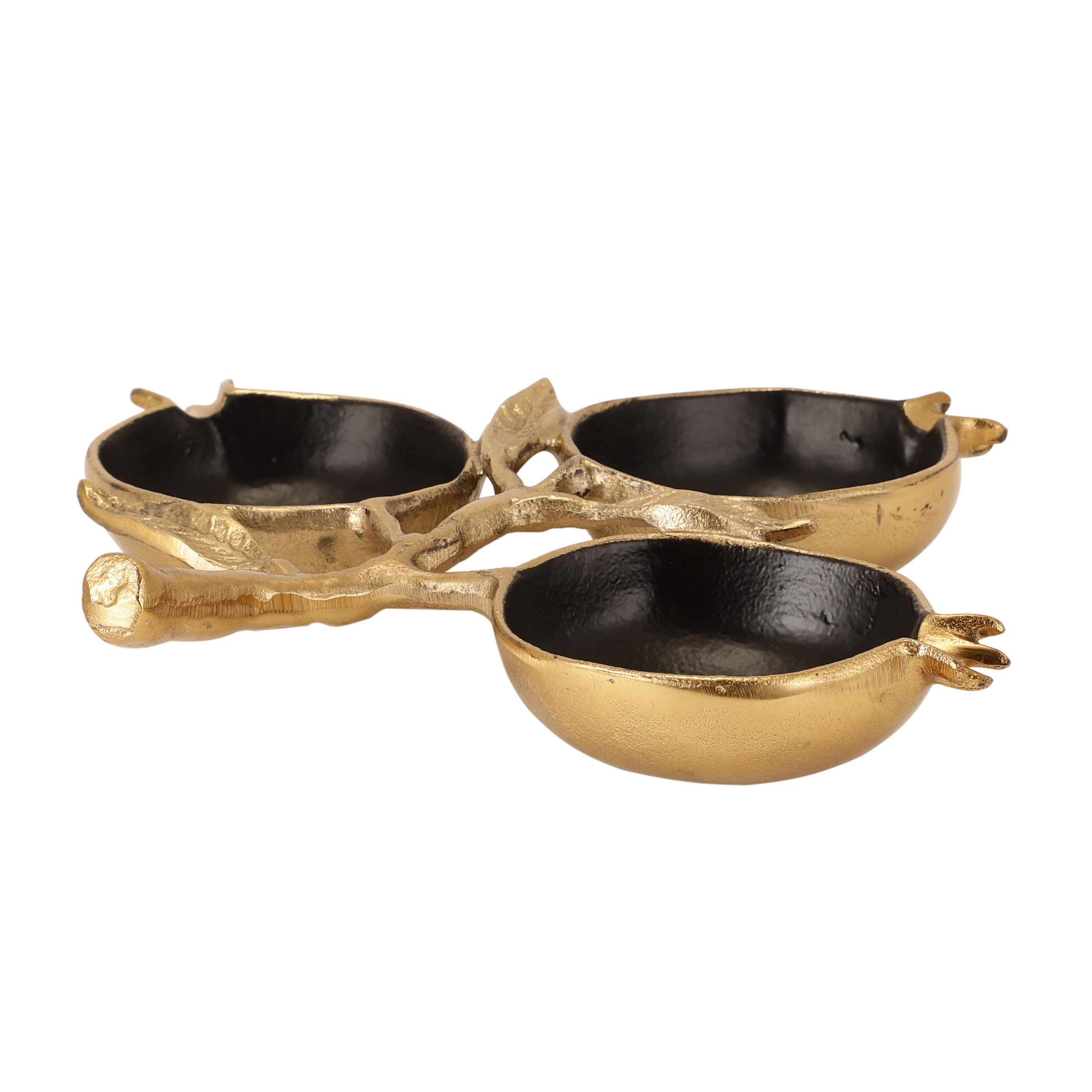 Pomegranate Metal Leaf Platter in Gold Black