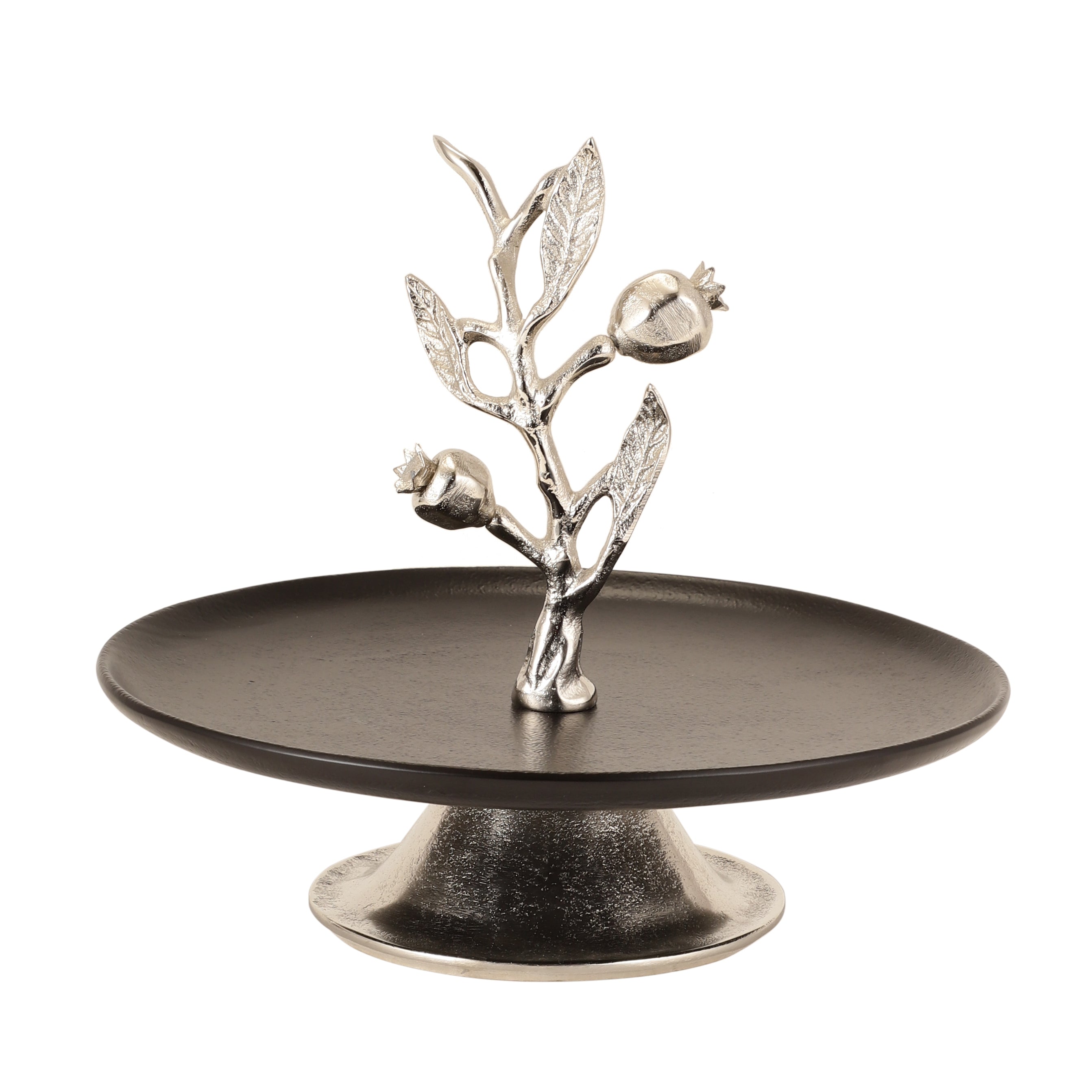 Pomegranate Metal cake stand in Silver Black