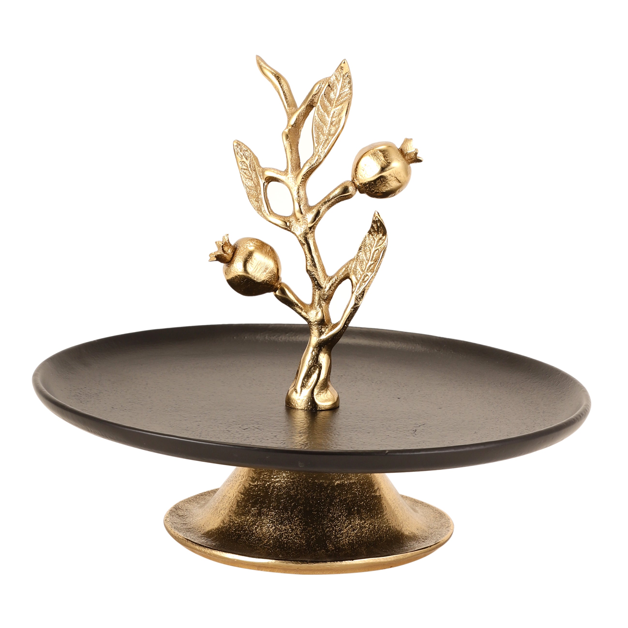 Pomegranate Metal cake stand in Gold Black