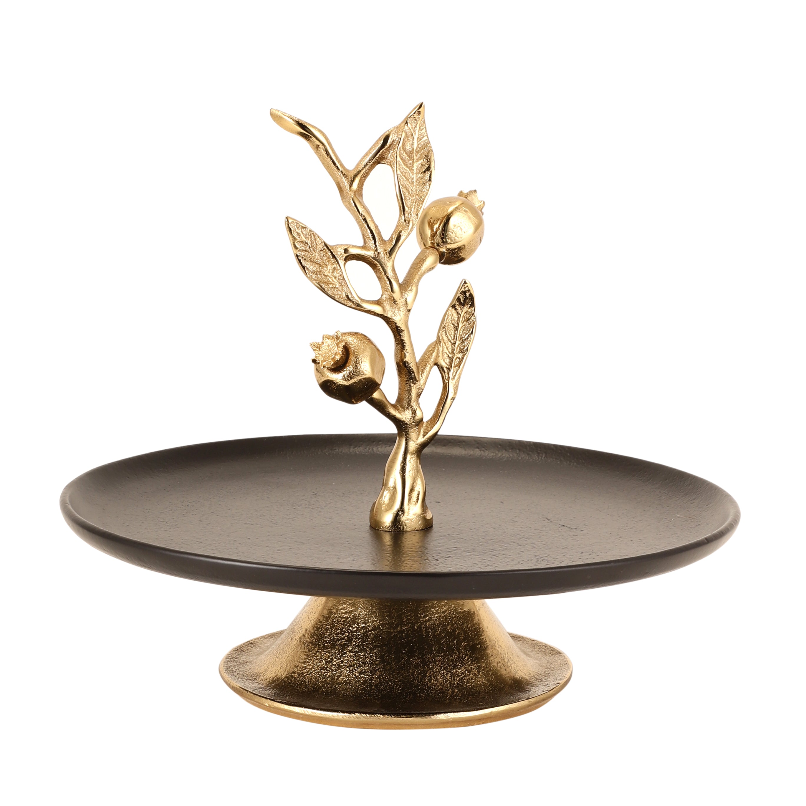 Pomegranate Metal cake stand in Gold Black