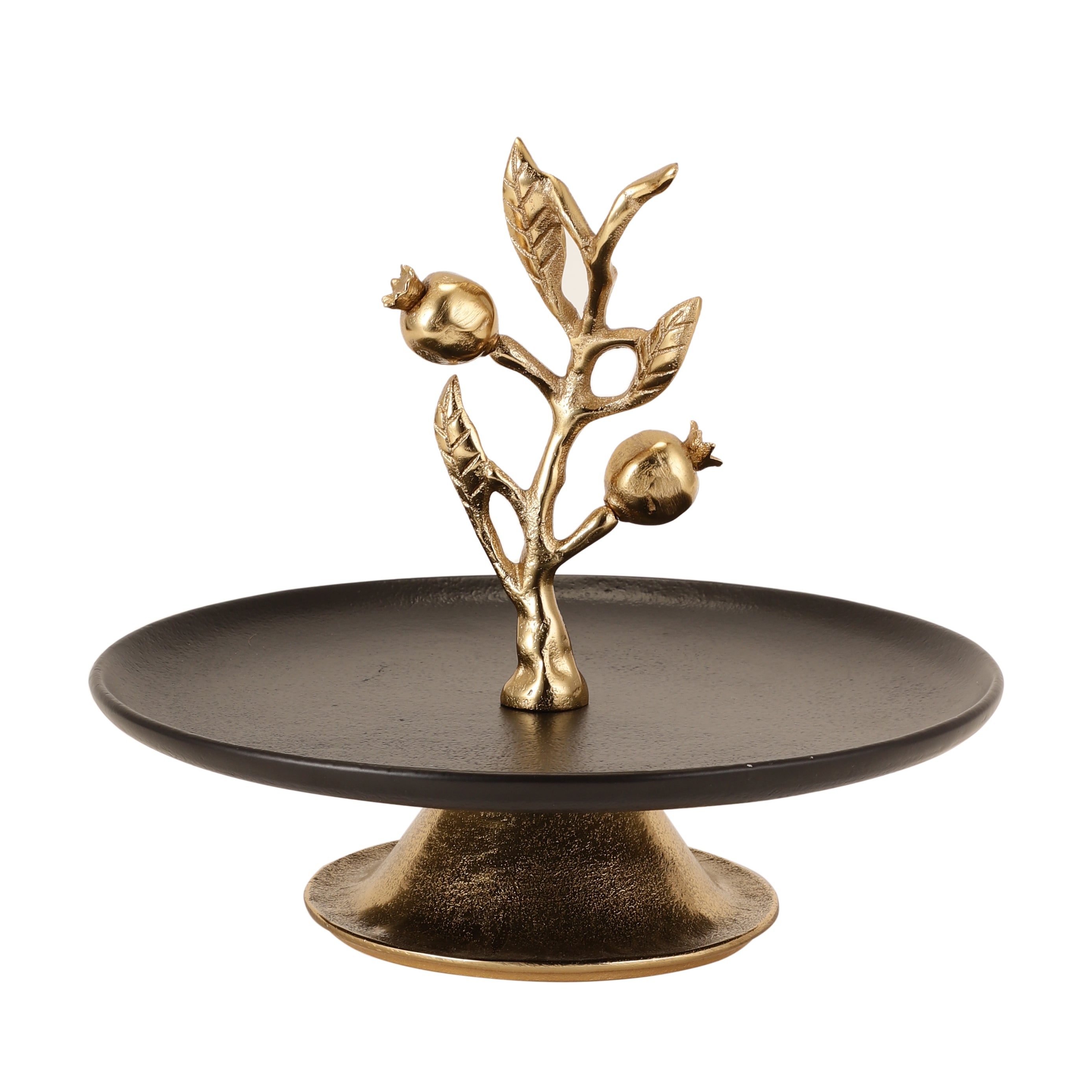 Pomegranate Metal cake stand in Gold Black