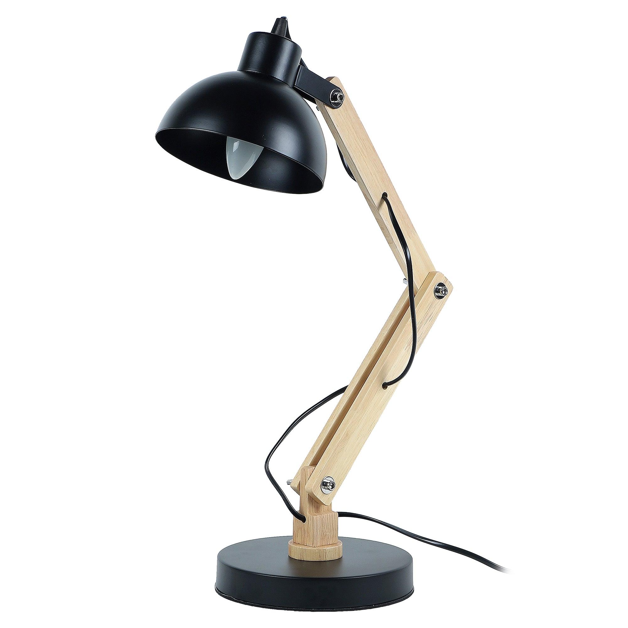 Modern Nordic Wood & Metal Study Lamp With Black Base By Ss Lightings - Ouch Cart 