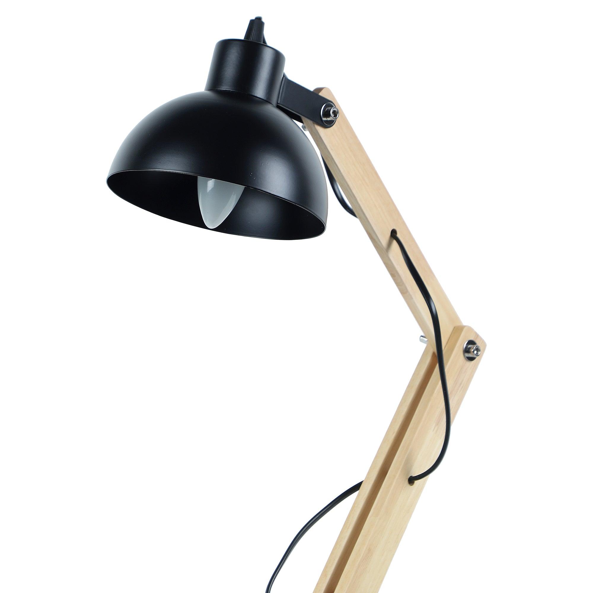 Modern Nordic Wood & Metal Study Lamp With Black Base By Ss Lightings - Ouch Cart 