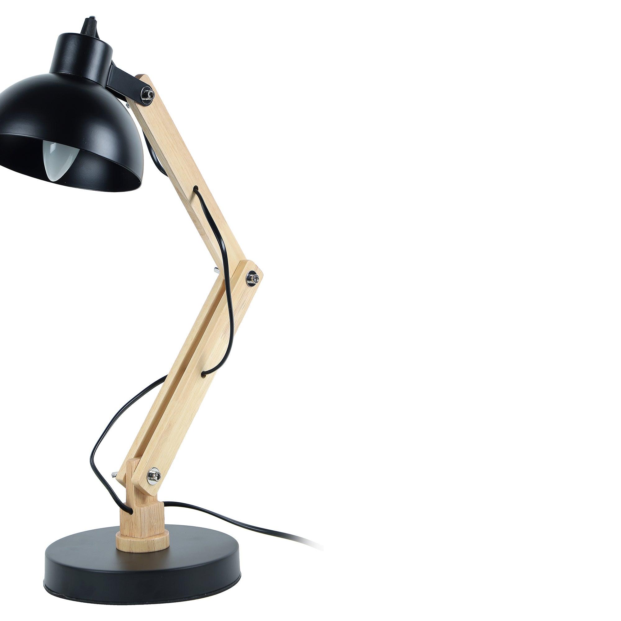 Modern Nordic Wood & Metal Study Lamp With Black Base By Ss Lightings - Ouch Cart 