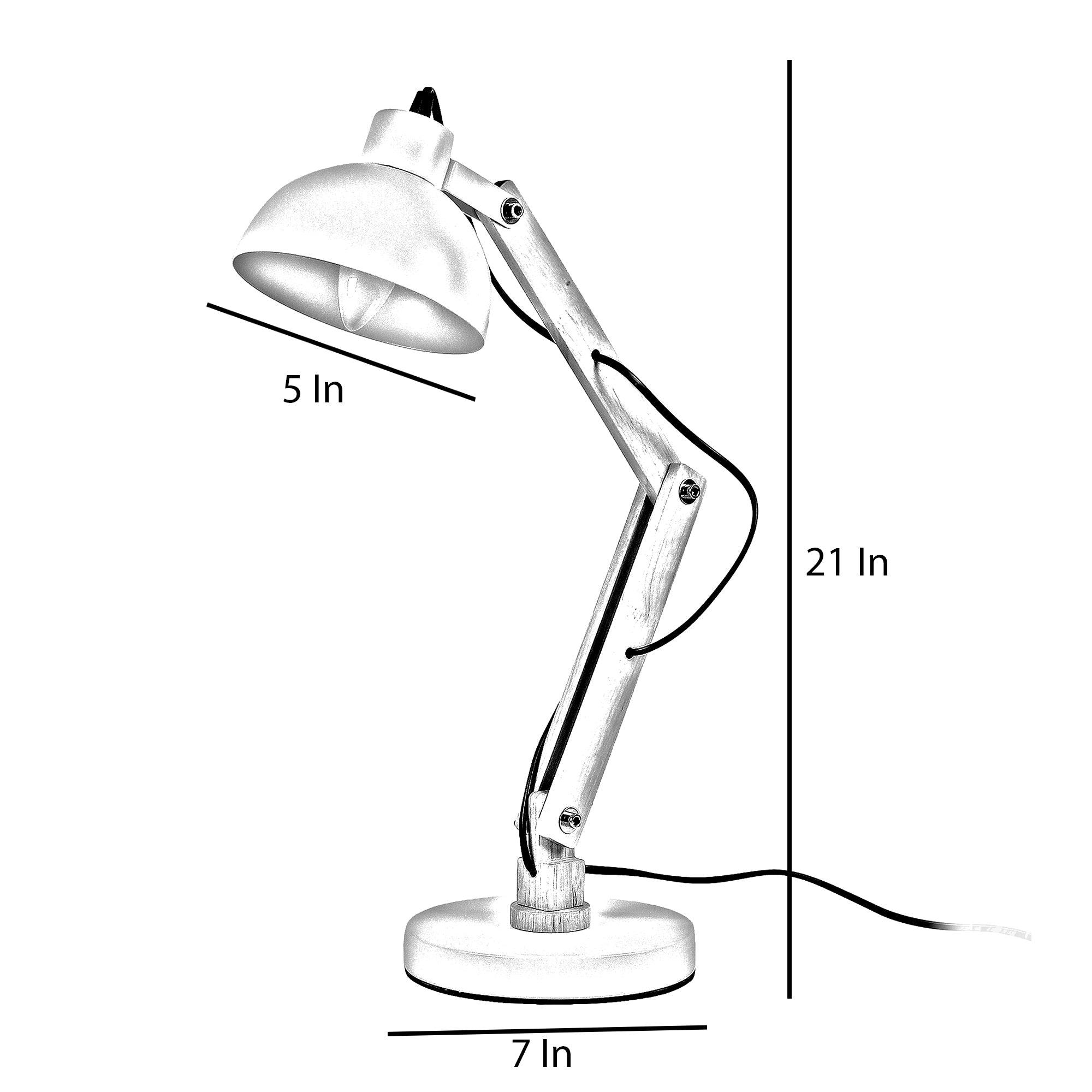 Modern White Study Lamp With Metal Base By SS Lightings - Ouch Cart 