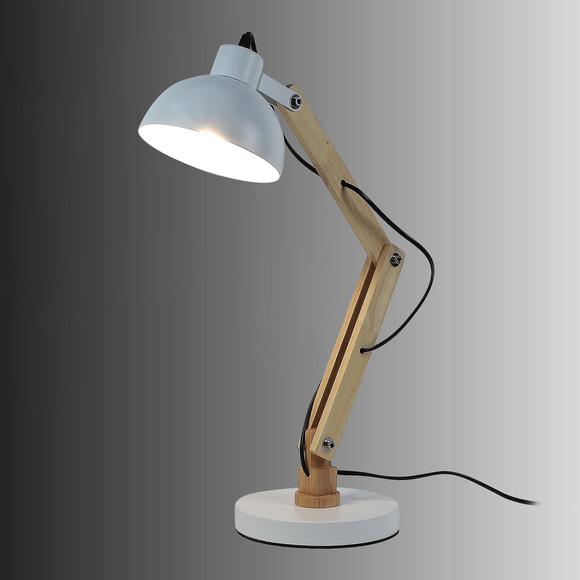 Modern White Study Lamp With Metal Base By SS Lightings - Ouch Cart 