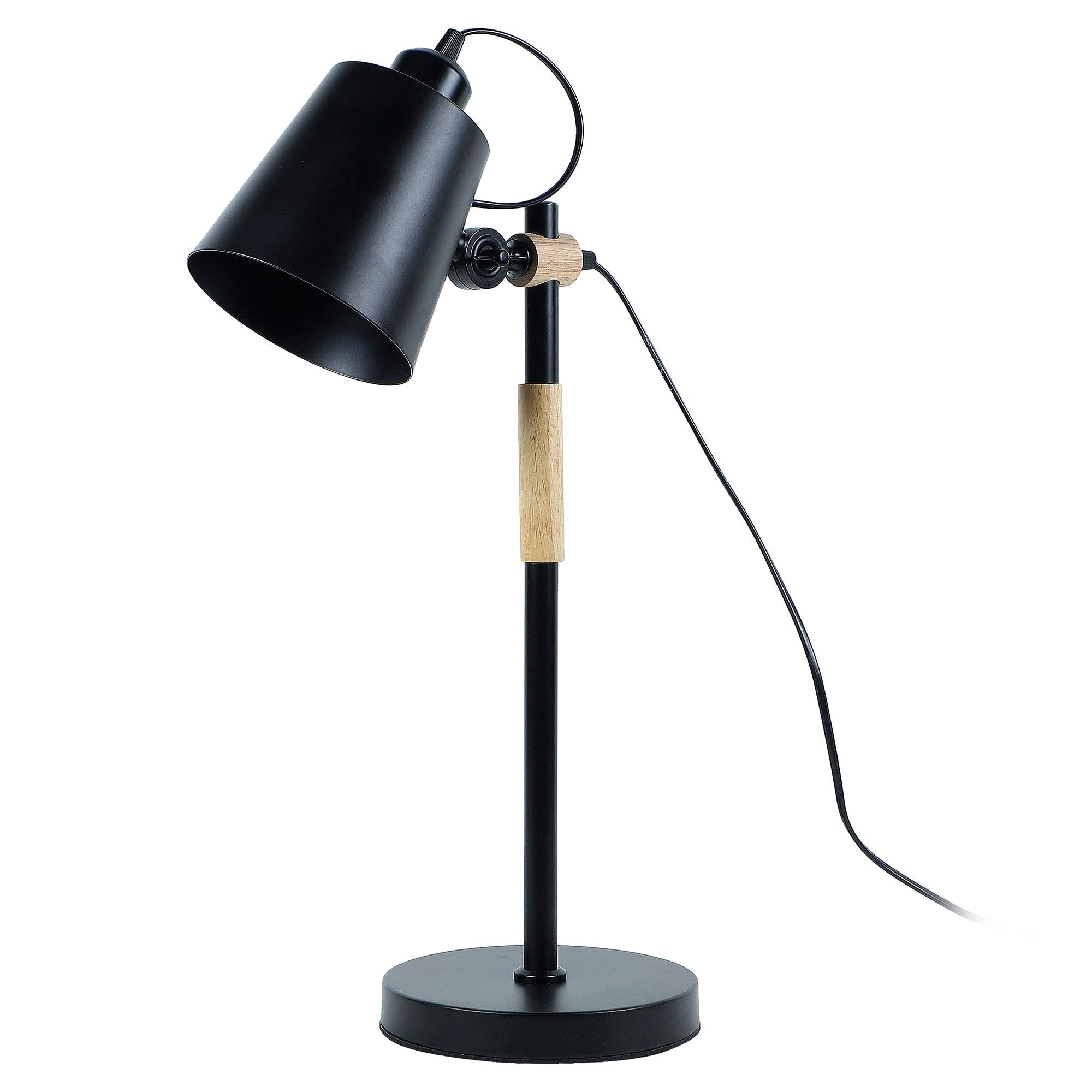 Modern Nordic Wood & Metal Study Lamp With Black Base By Ss Lightings - Ouch Cart 