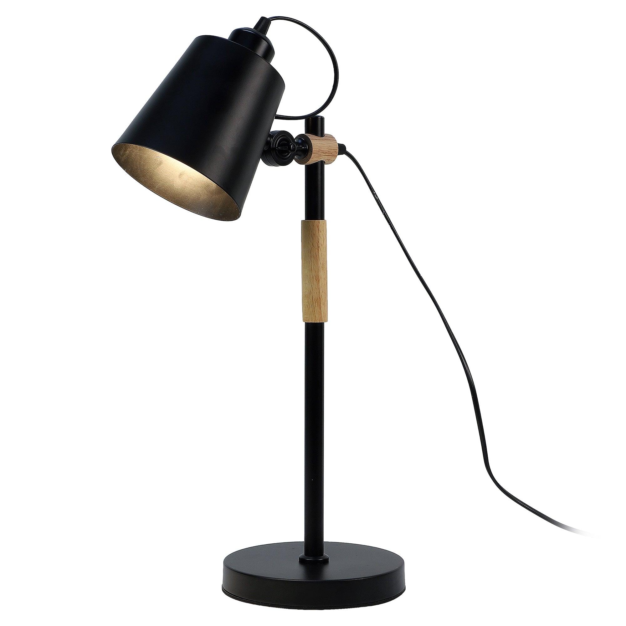 Modern Nordic Wood & Metal Study Lamp With Black Base By Ss Lightings - Ouch Cart 