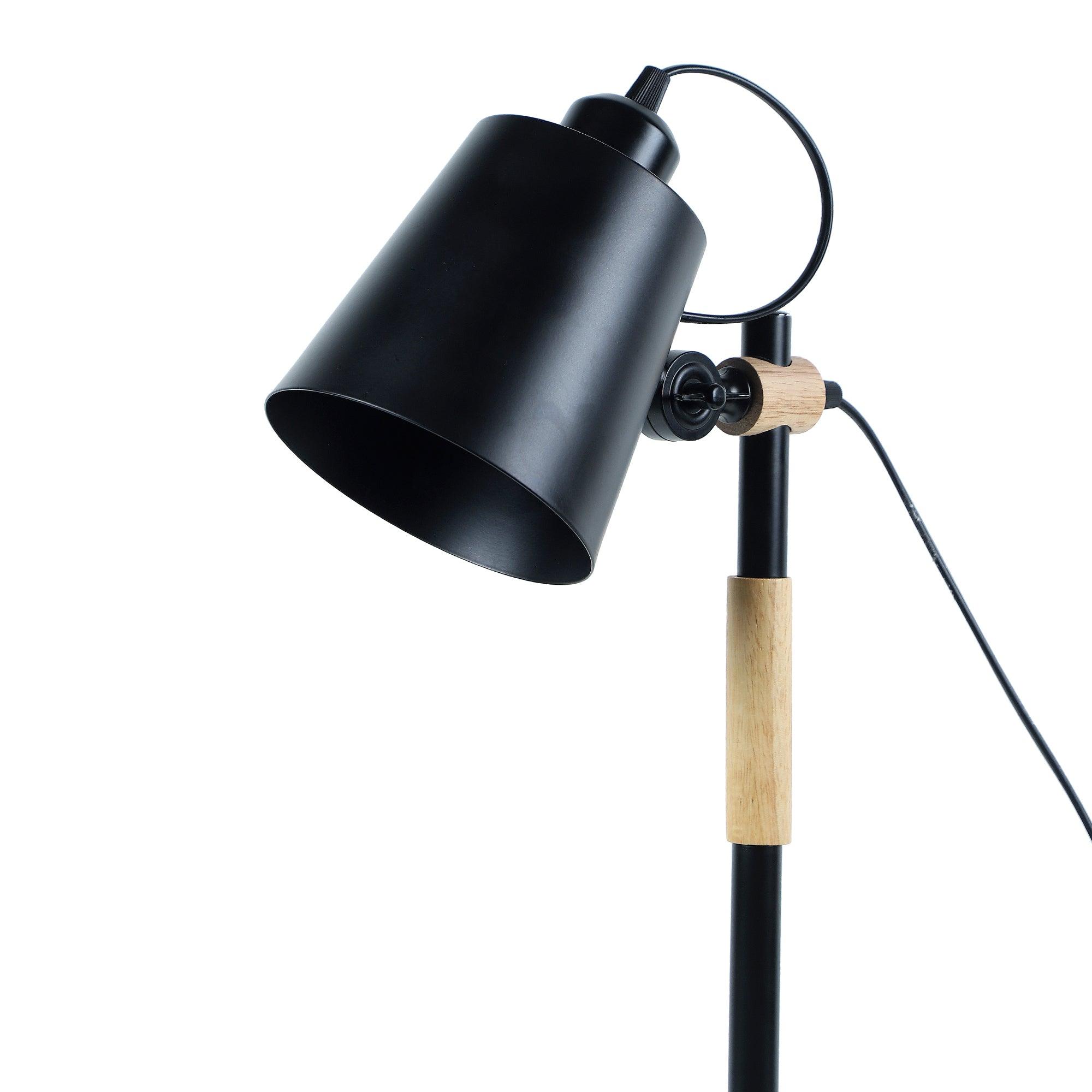 Modern Nordic Wood & Metal Study Lamp With Black Base By Ss Lightings - Ouch Cart 