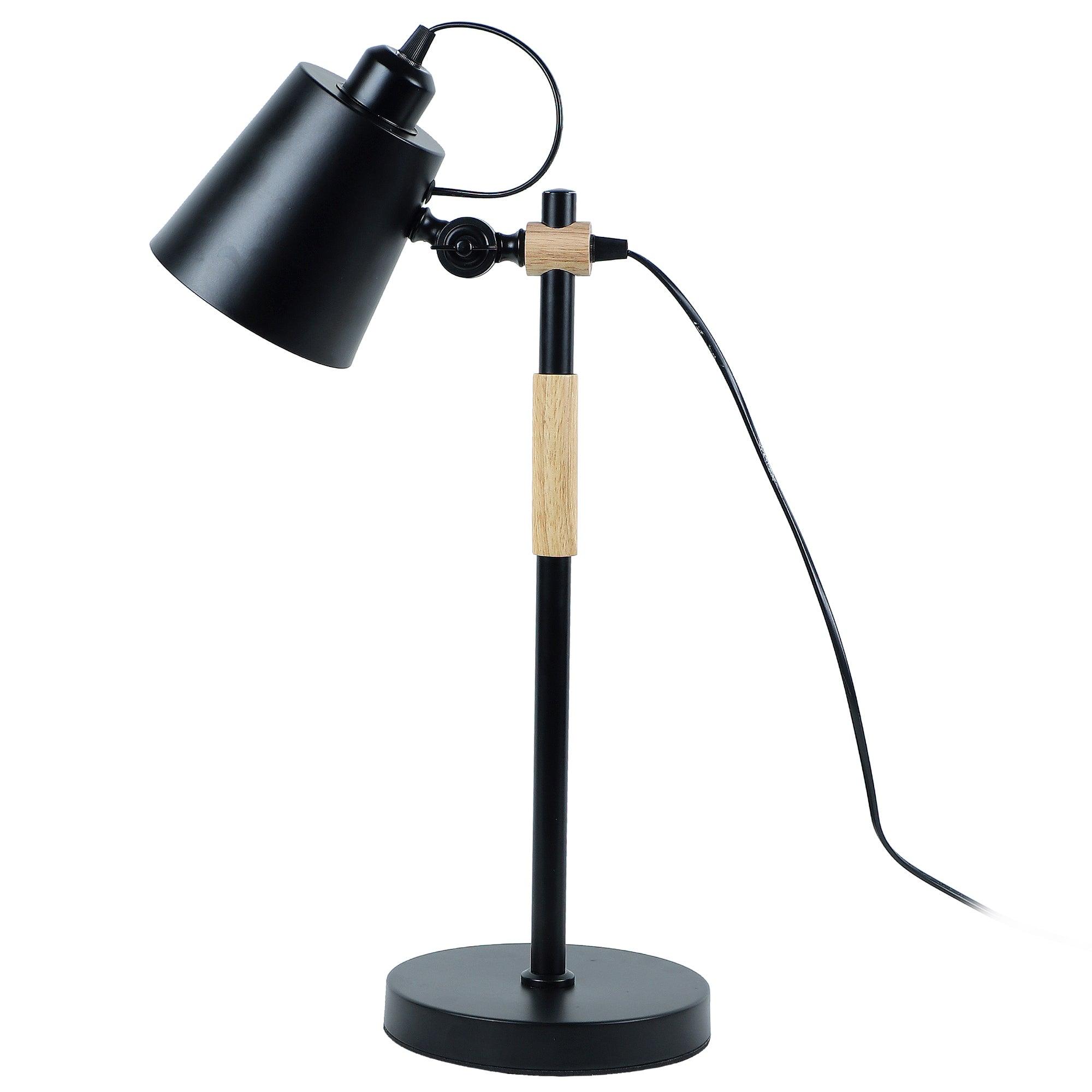 Modern Nordic Wood & Metal Study Lamp With Black Base By Ss Lightings - Ouch Cart 