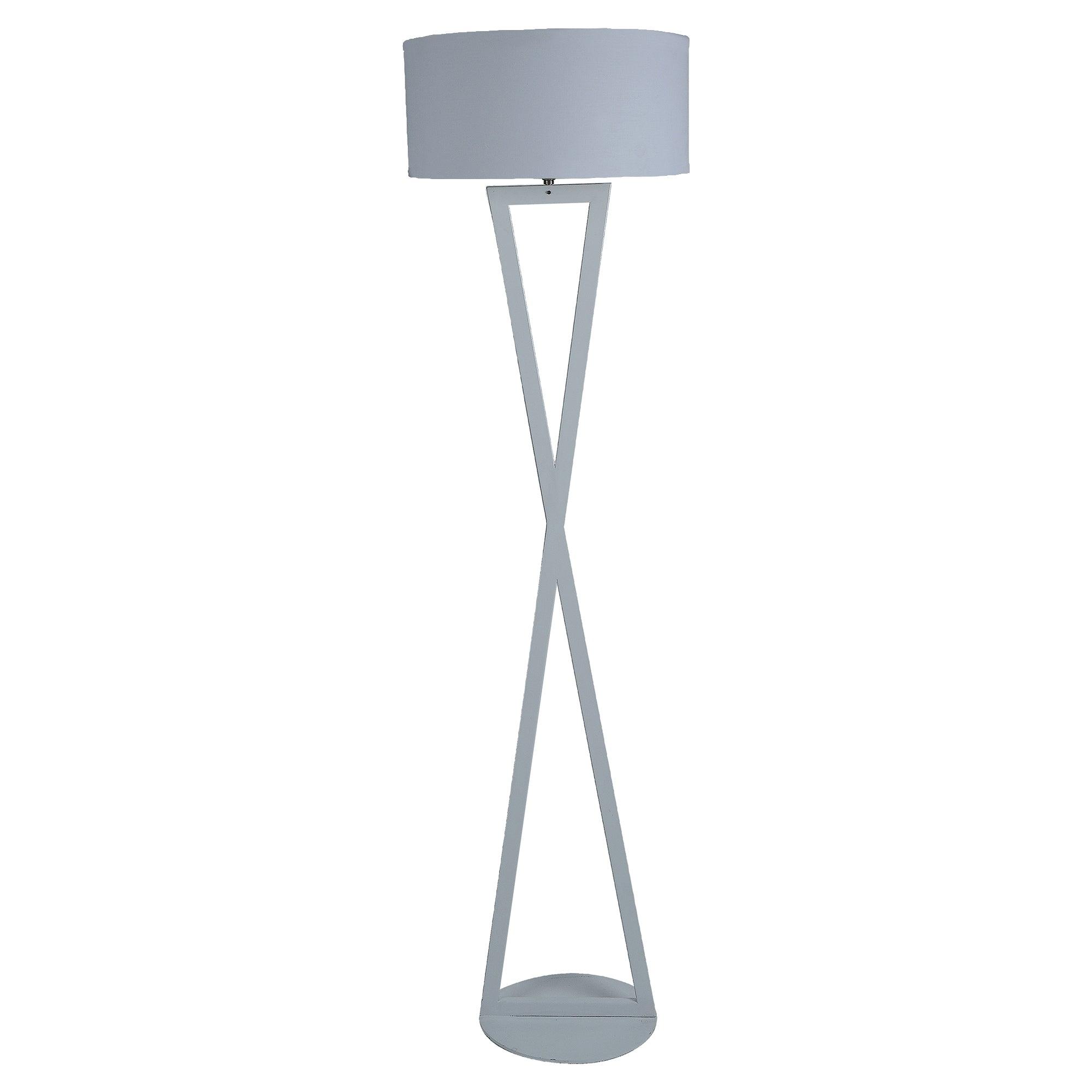 Hamptons White Floor Lamp With Metal Base By SS Lightings - Ouch Cart 