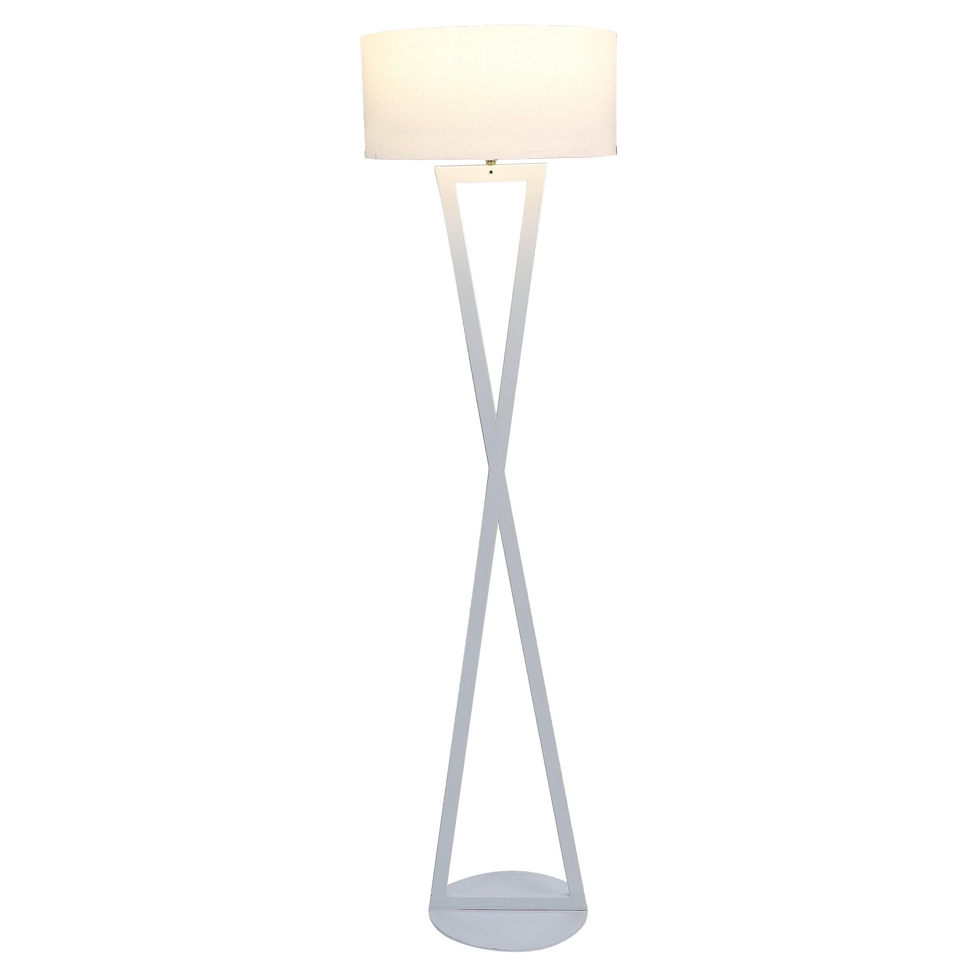 Hamptons White Floor Lamp With Metal Base By SS Lightings - Ouch Cart 