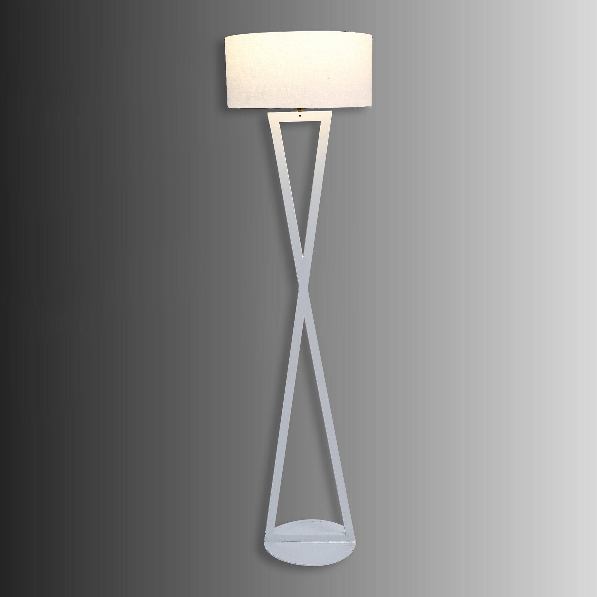 Hamptons White Floor Lamp With Metal Base By SS Lightings - Ouch Cart 