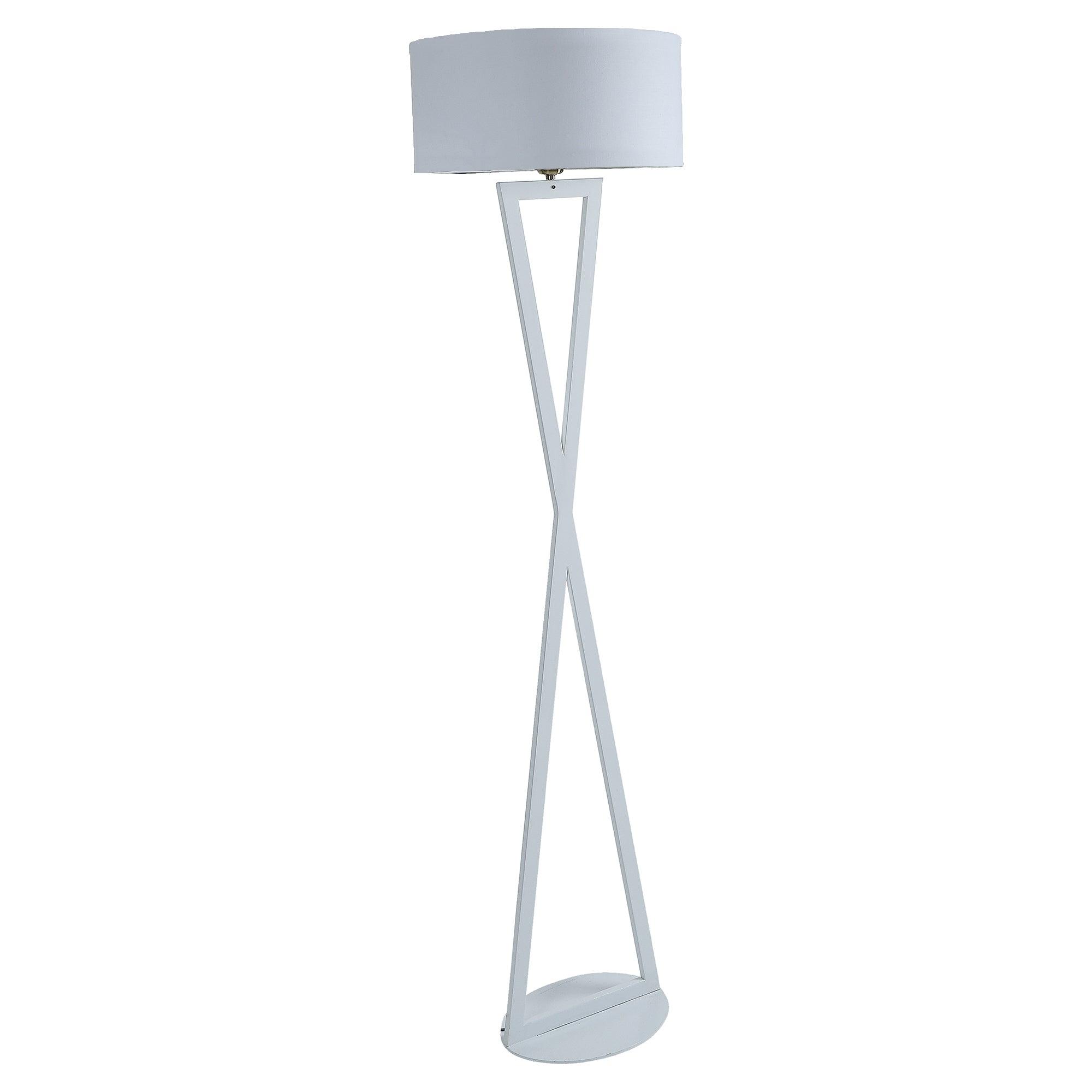 Hamptons White Floor Lamp With Metal Base By SS Lightings - Ouch Cart 