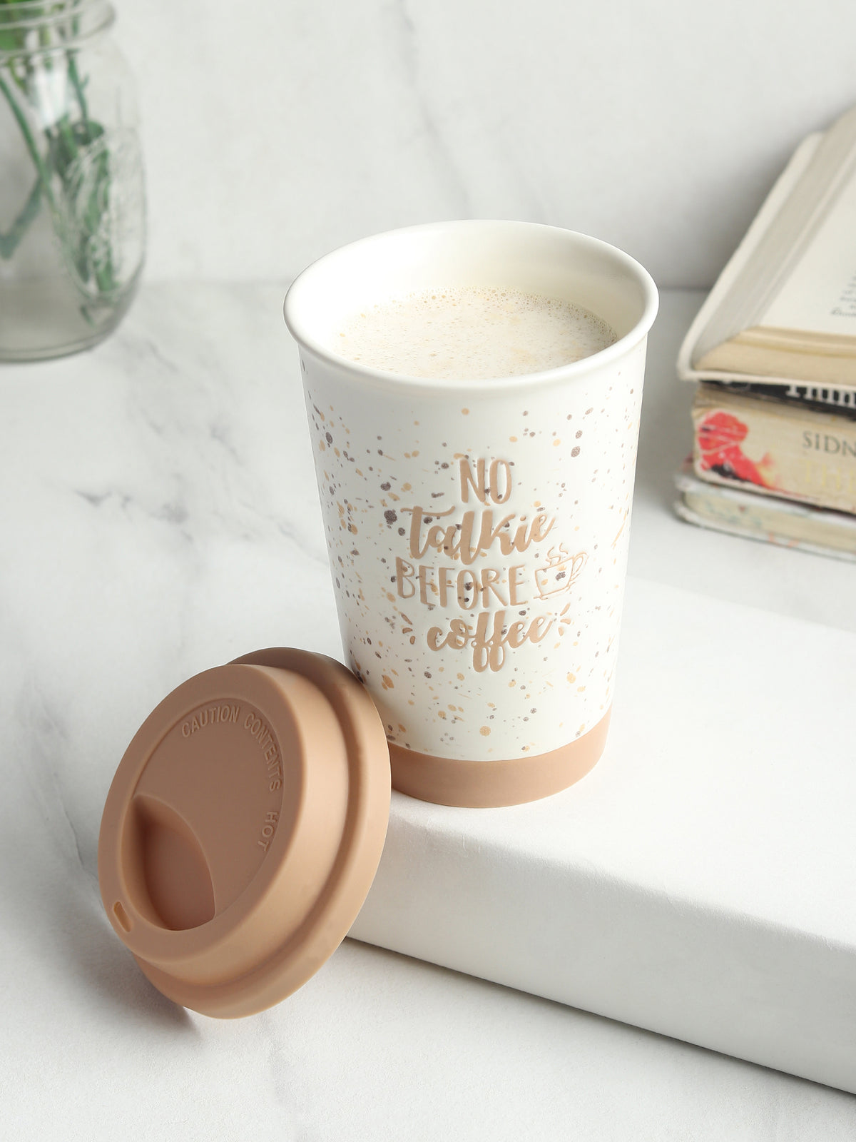 Coffee First Ceramic Mug Beige - Ouchcart