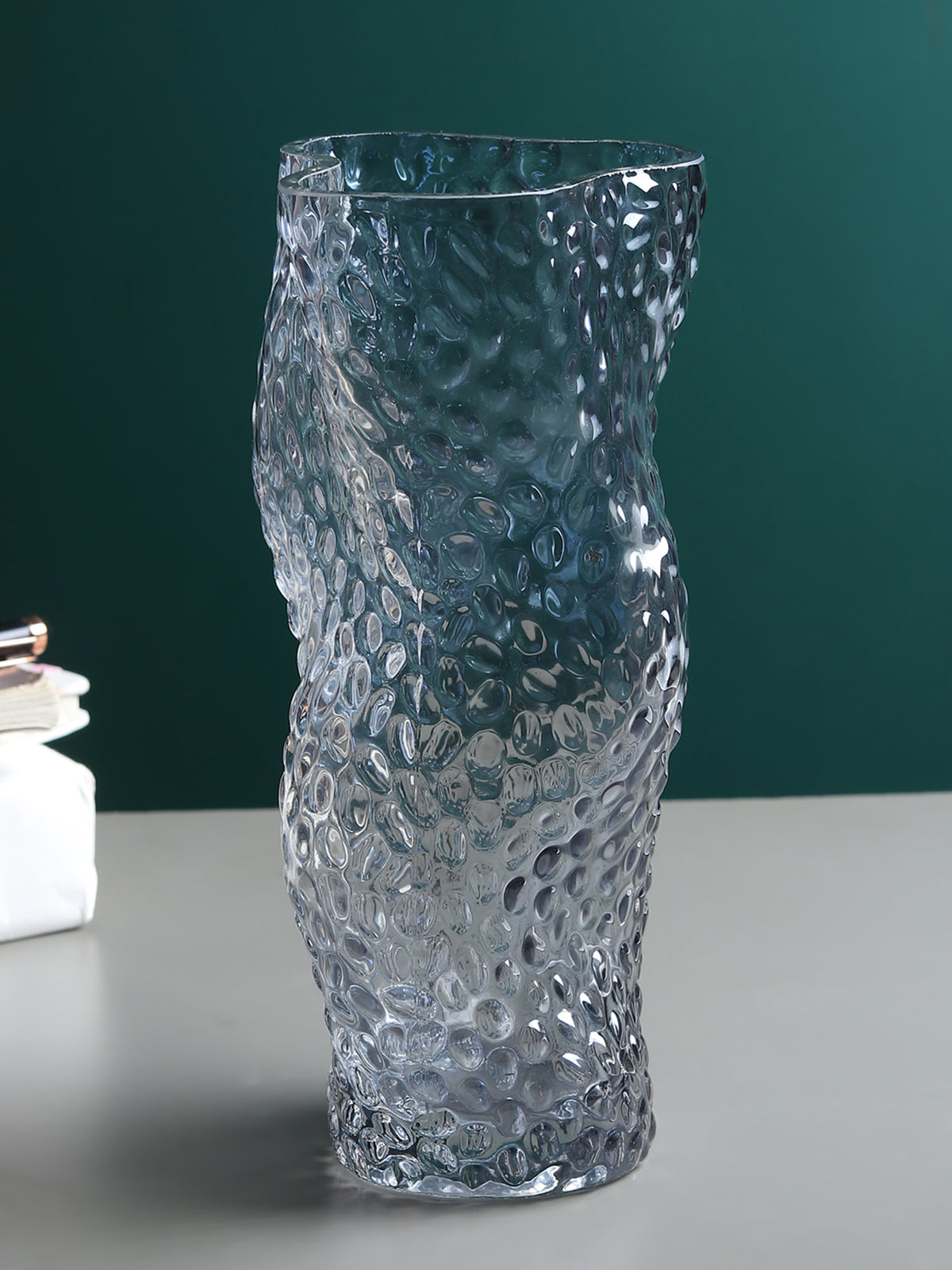 Dimple Glass Vase Amber