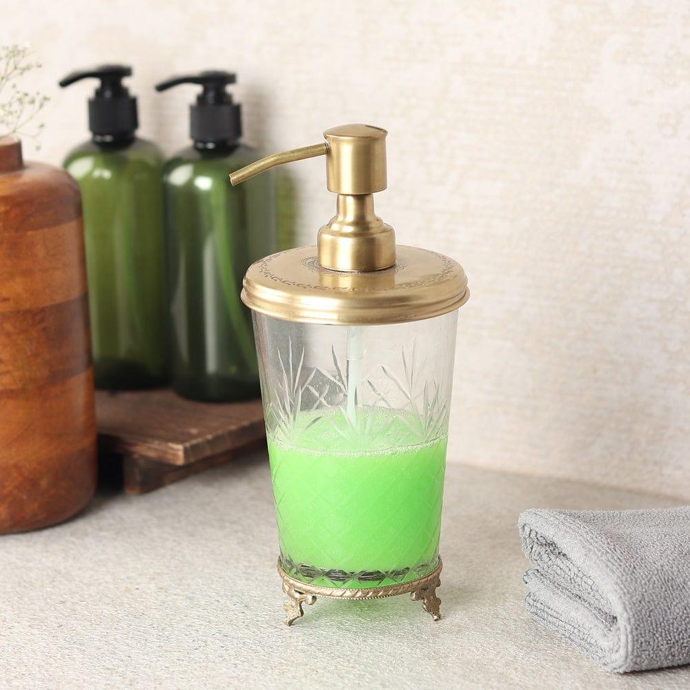 Vintage Brass & Glass Soap Dispenser Gold - Ouch Cart 