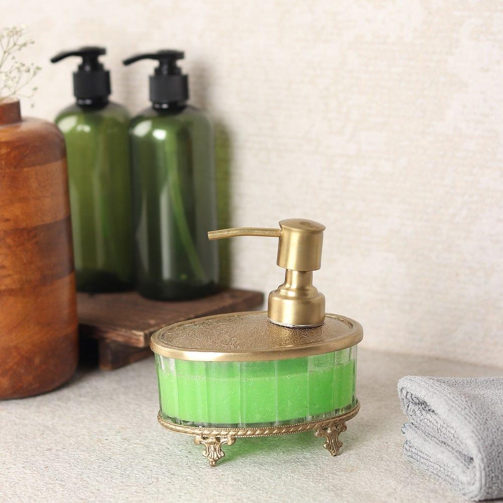 Bathtub Bliss Soap Dispenser Glass & Antique Brass - Ouch Cart 