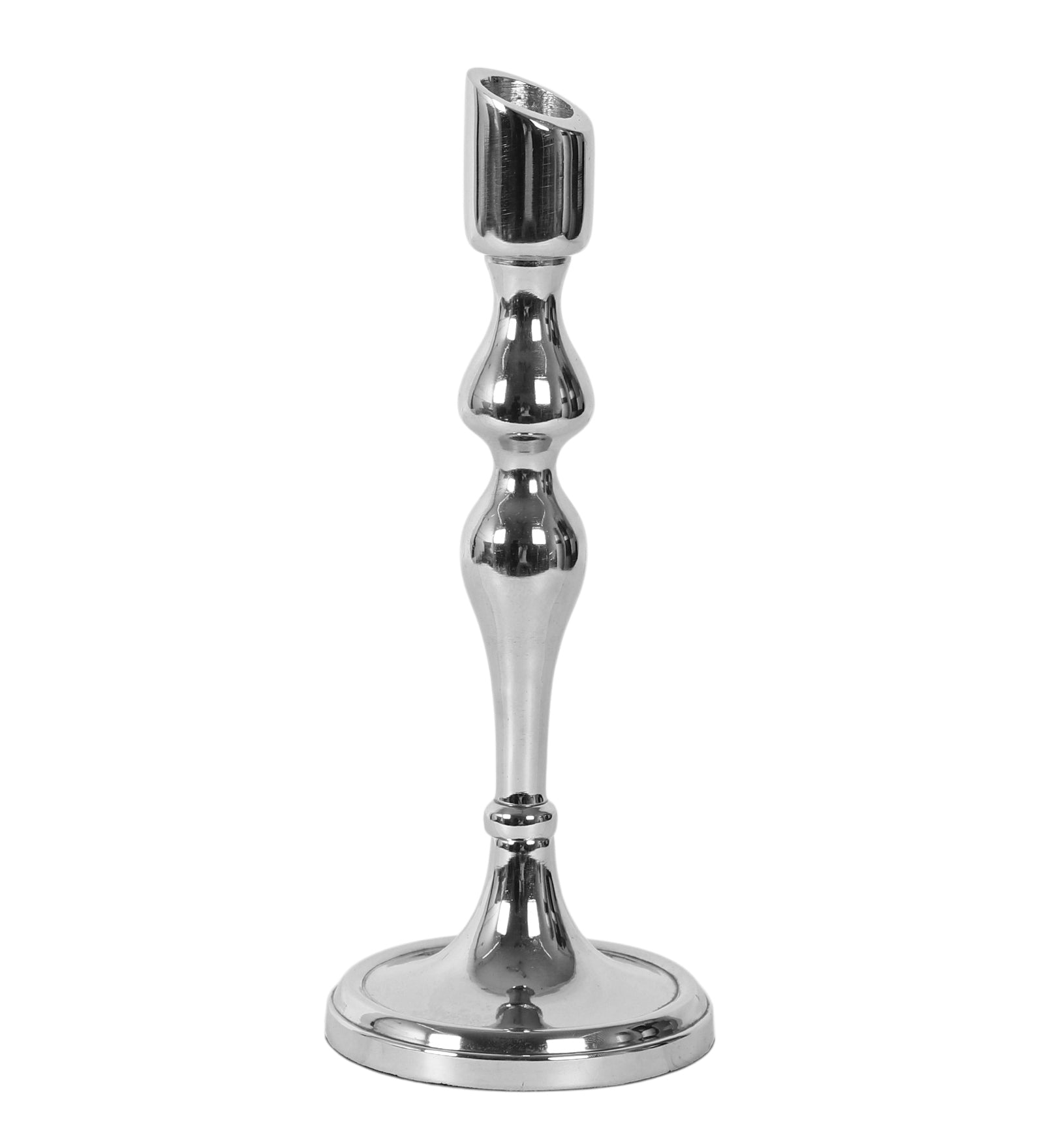 Lumora Small Silver Candleholder