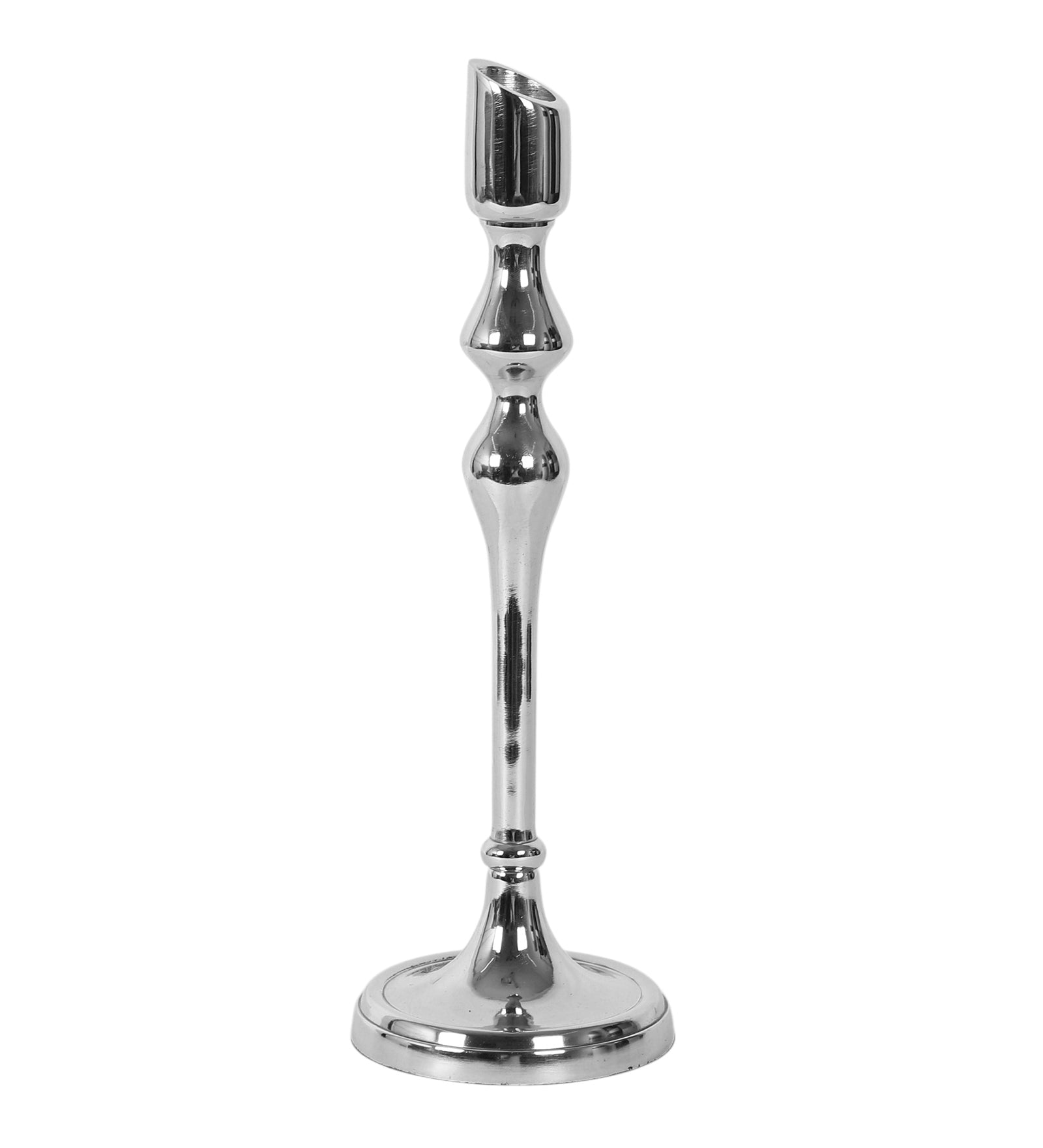 Lumora Large Silver Candleholder