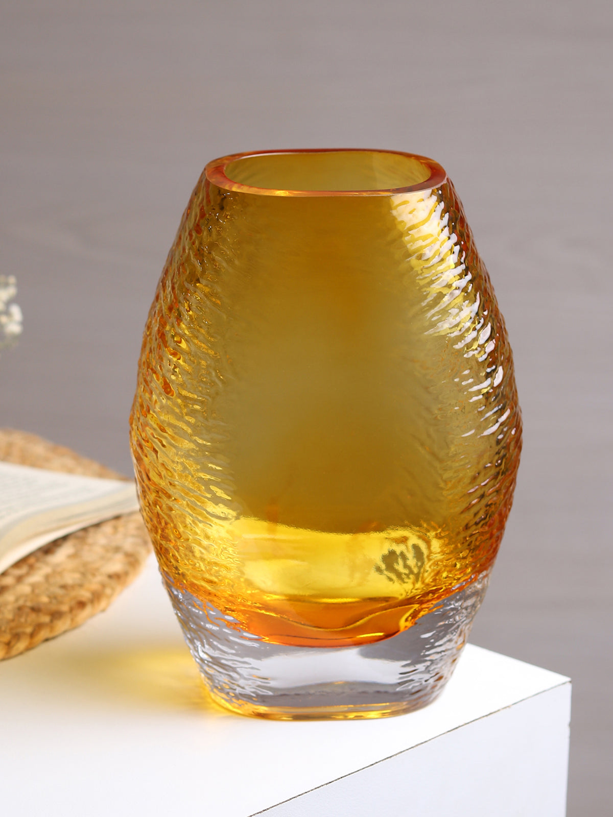 Solara Amber Crystal Vase Small