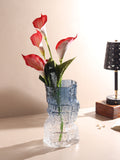 Frostline Crystal Vase Blue Wide