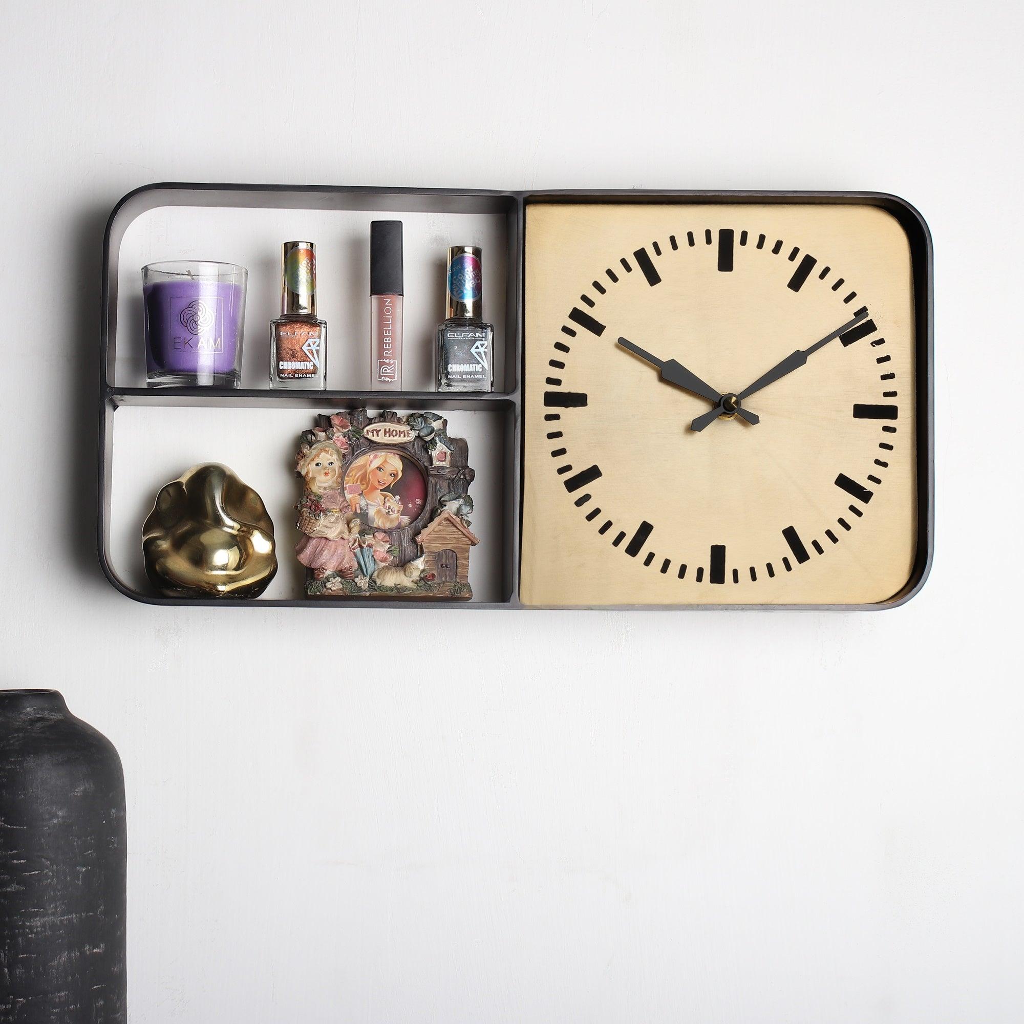 Timekeeper Shelves Wall Clock in Terracota - Ouch Cart 