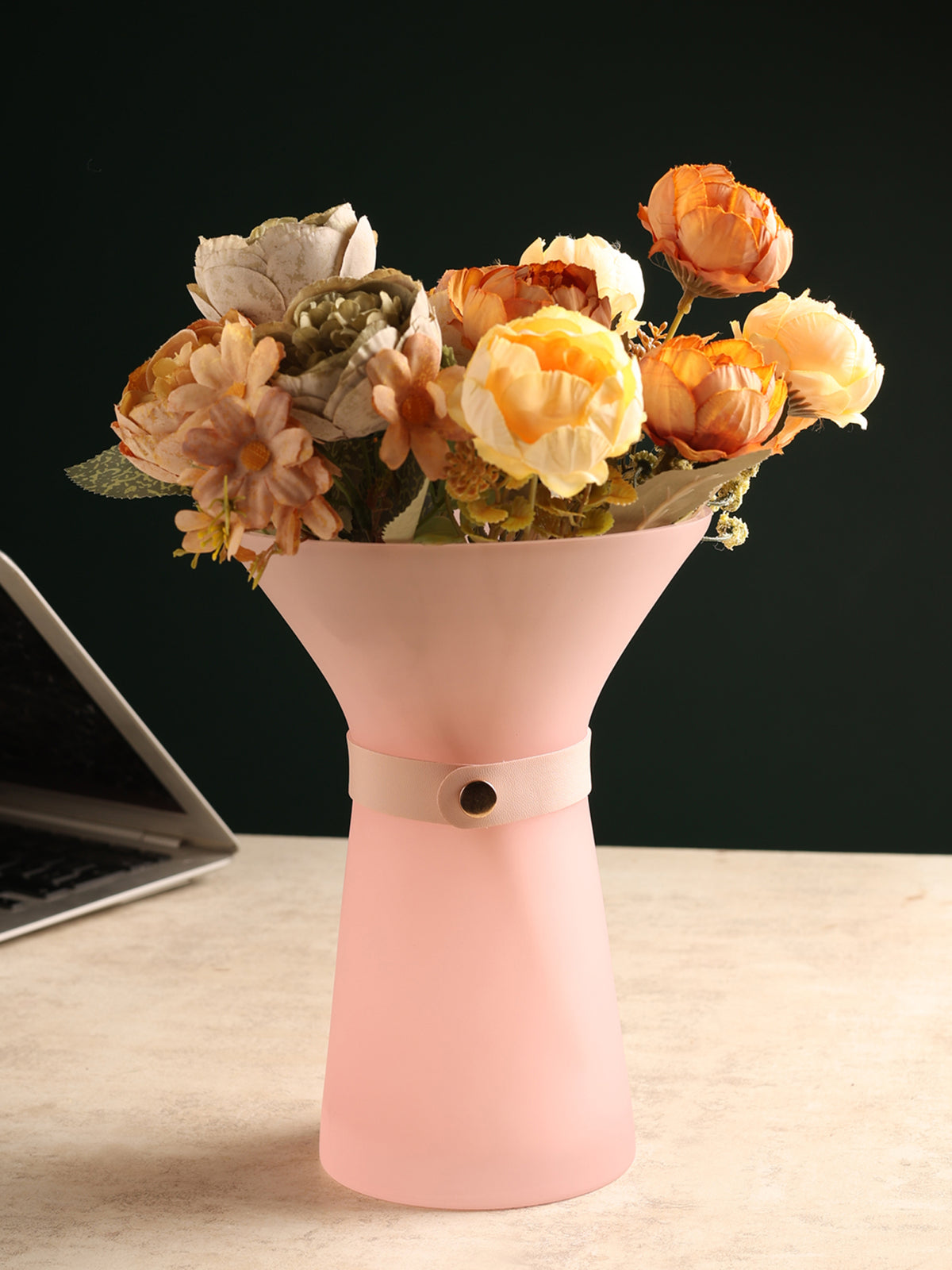 Rosette Bouquet Pink Crystal Vase - OUCHCART