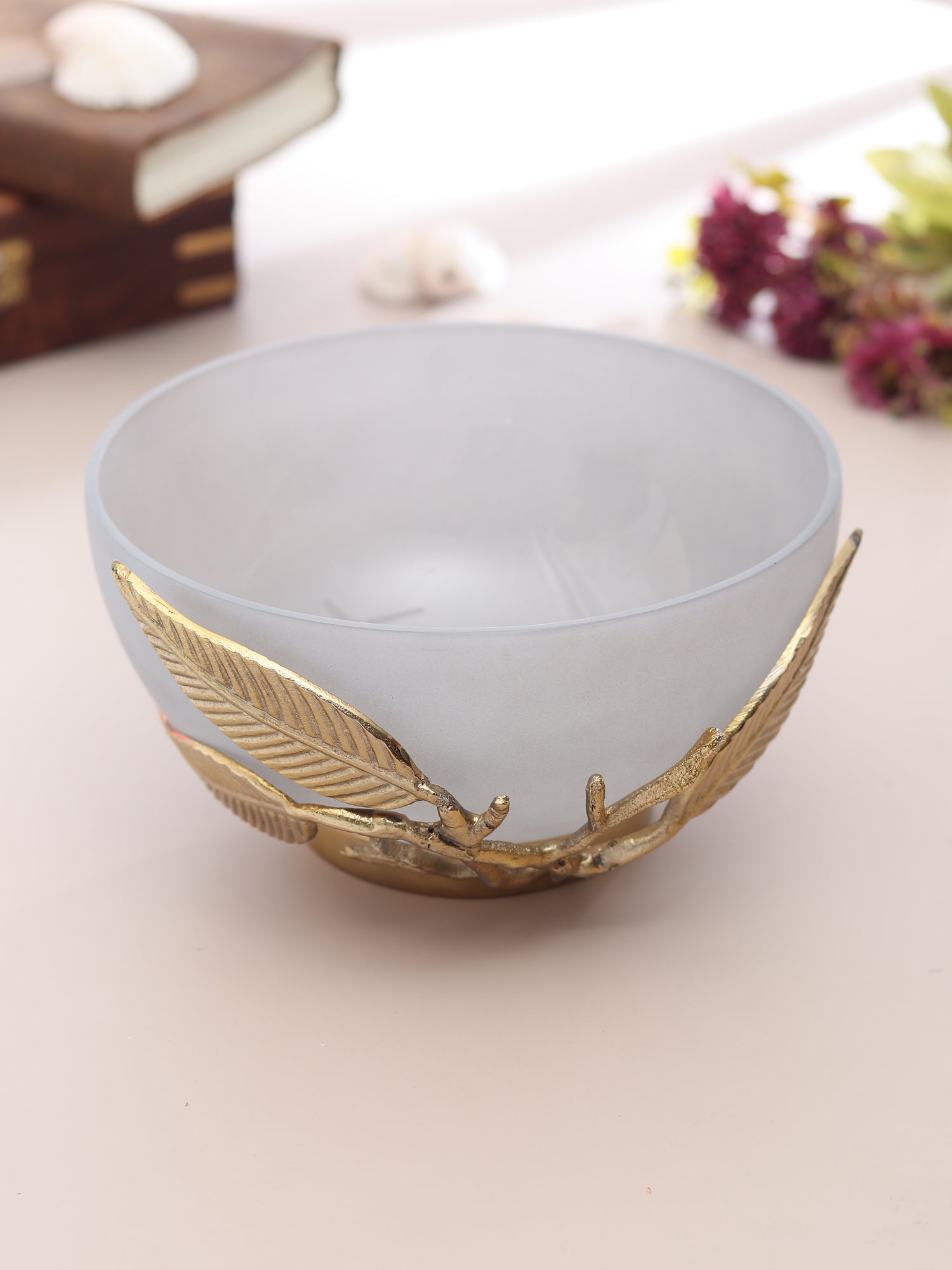 Enchanted Vine Glass Bowl in Grey and Gold