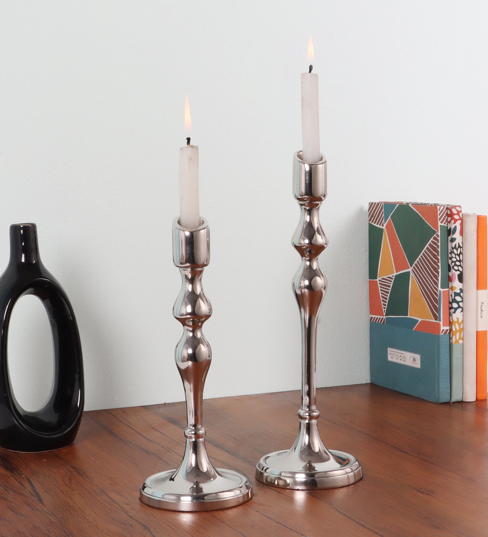 Lumora Large Silver Candleholder