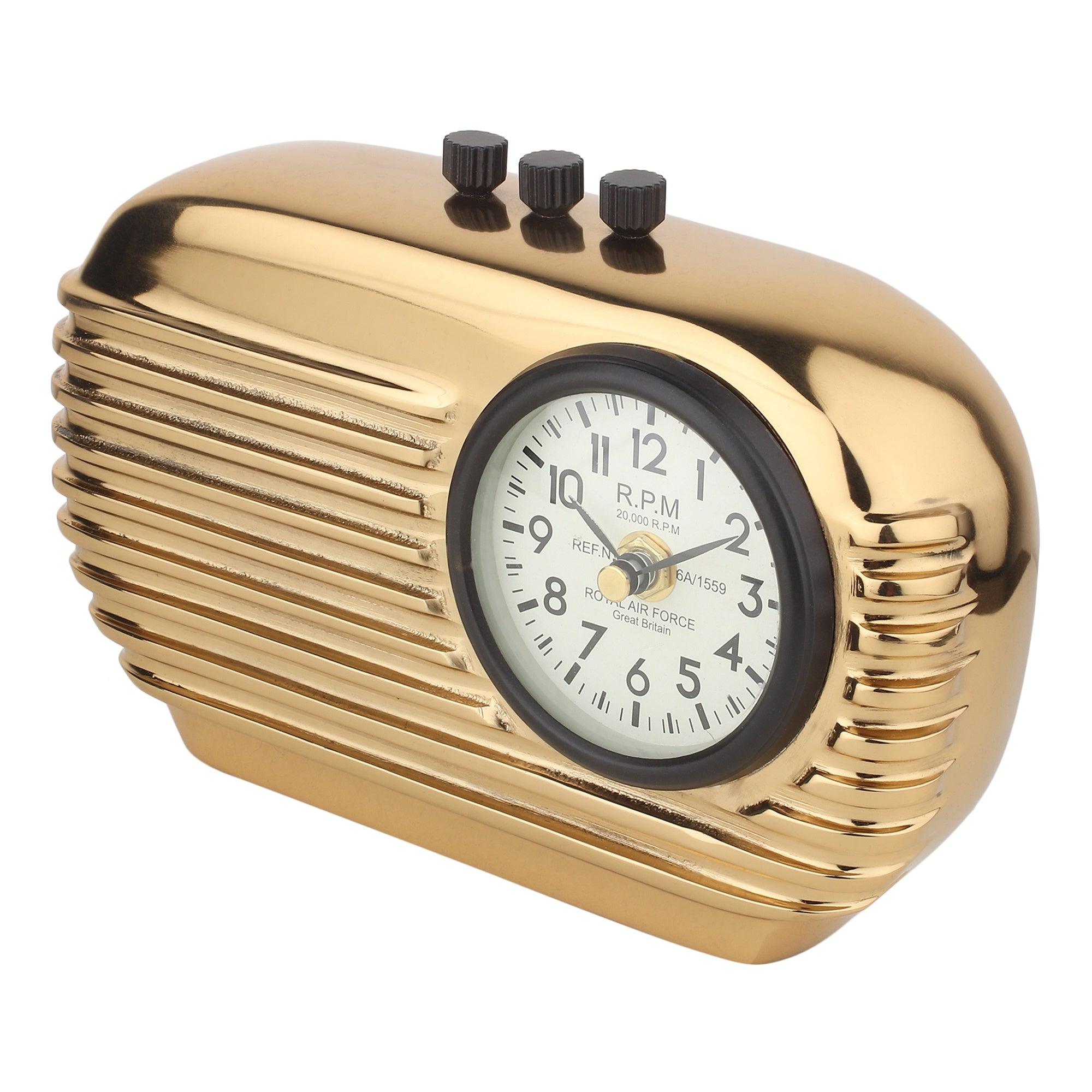 Radio Reverie Table Clock in Gold - Ouch Cart 