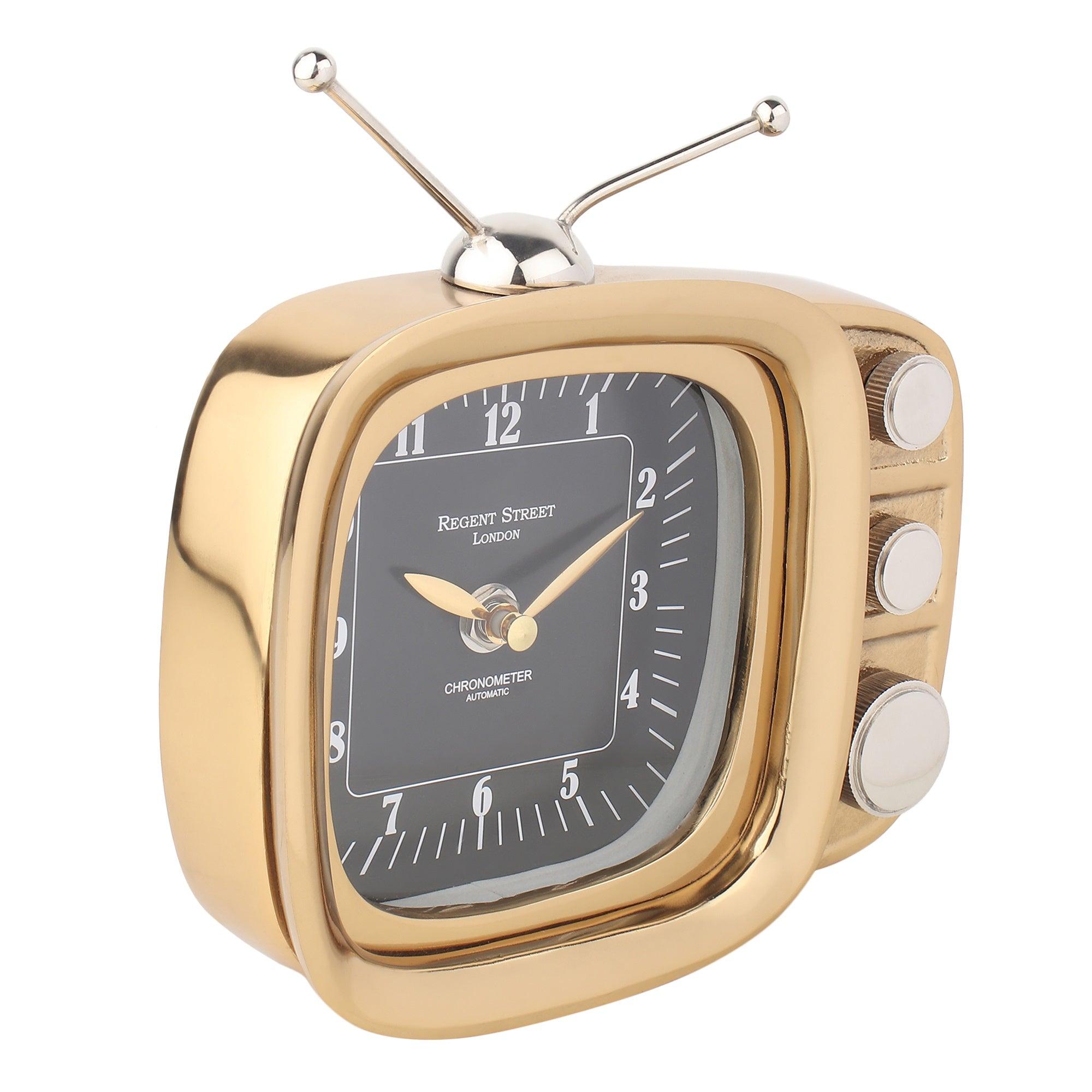 Retro TV Timepiece in Gold