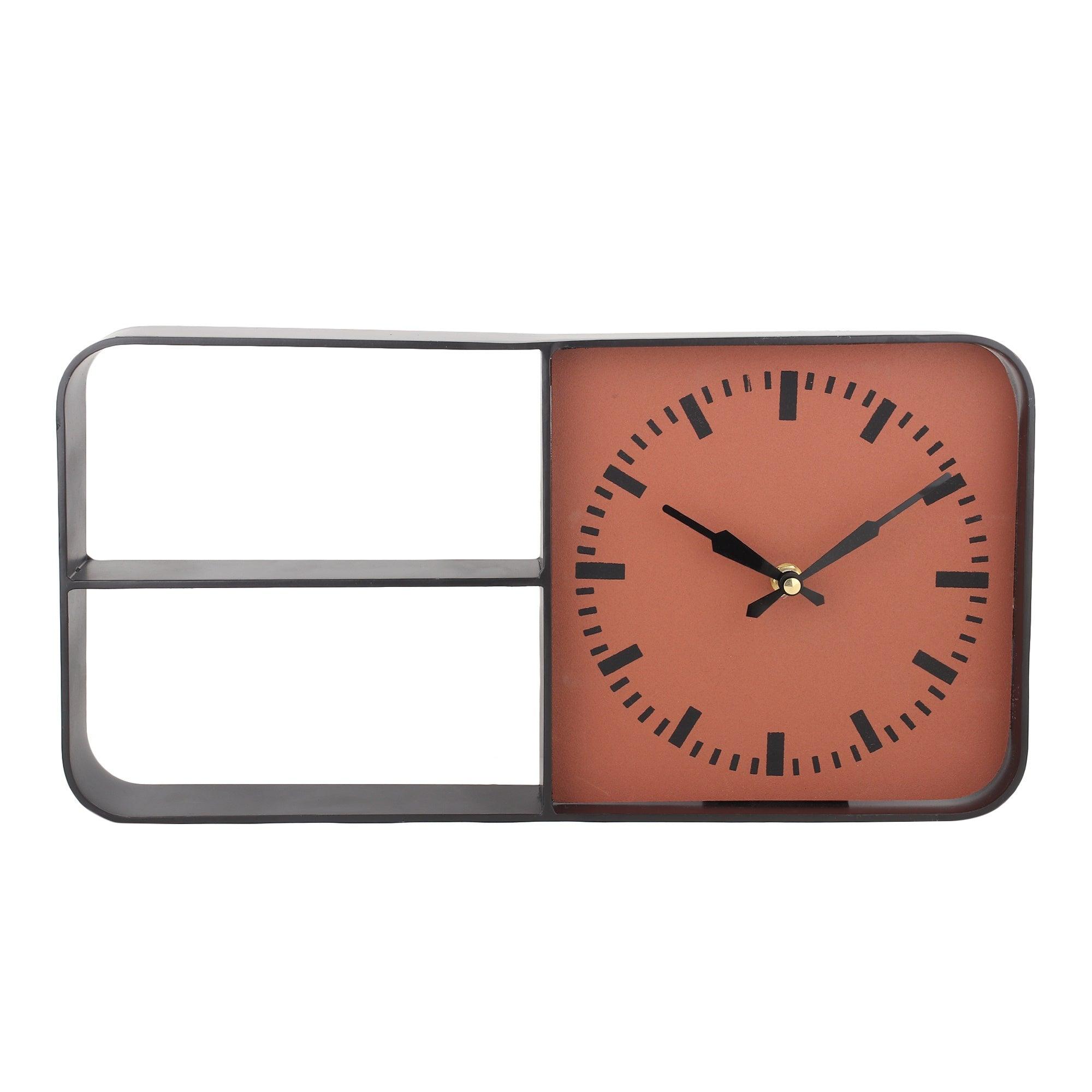 Timekeeper Shelves Wall Clock in Gold - Ouch Cart 