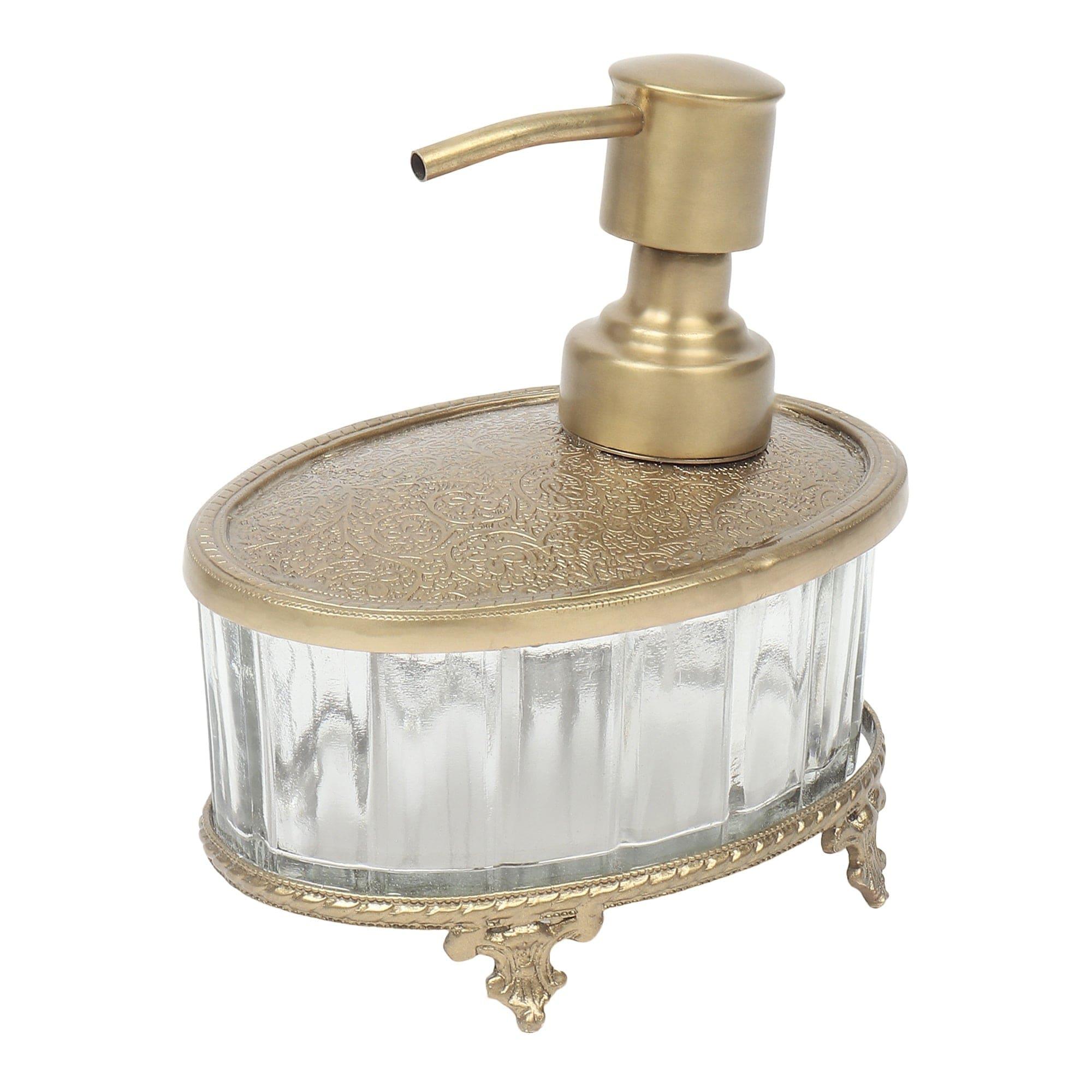 Bathtub Bliss Soap Dispenser Glass & Antique Brass - Ouch Cart 