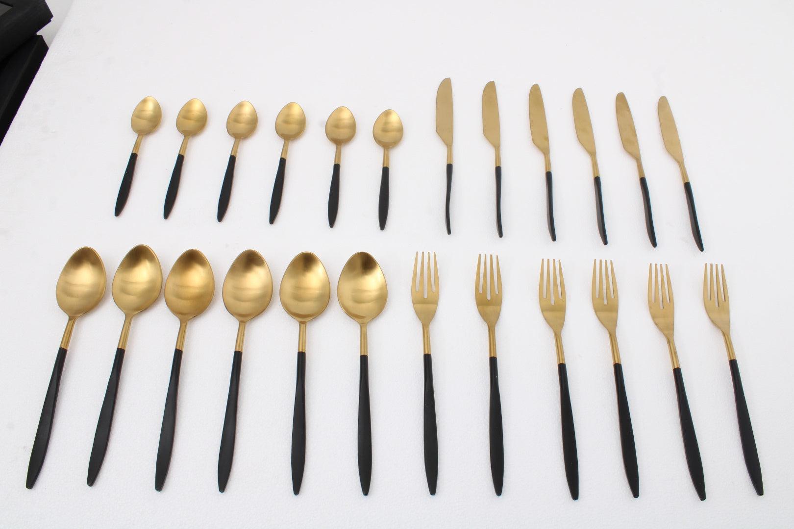 Midnight Opulence Black & Gold Cutlery Set - Ouch Cart 