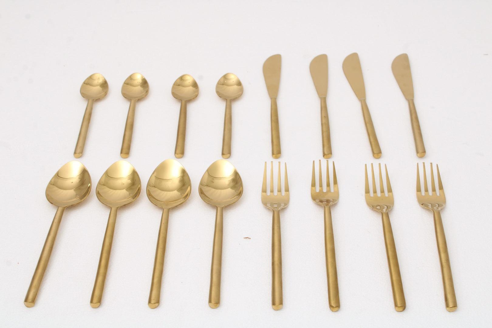 Radiant Reflections Gold Cutlery Set of 16 - Ouch Cart 