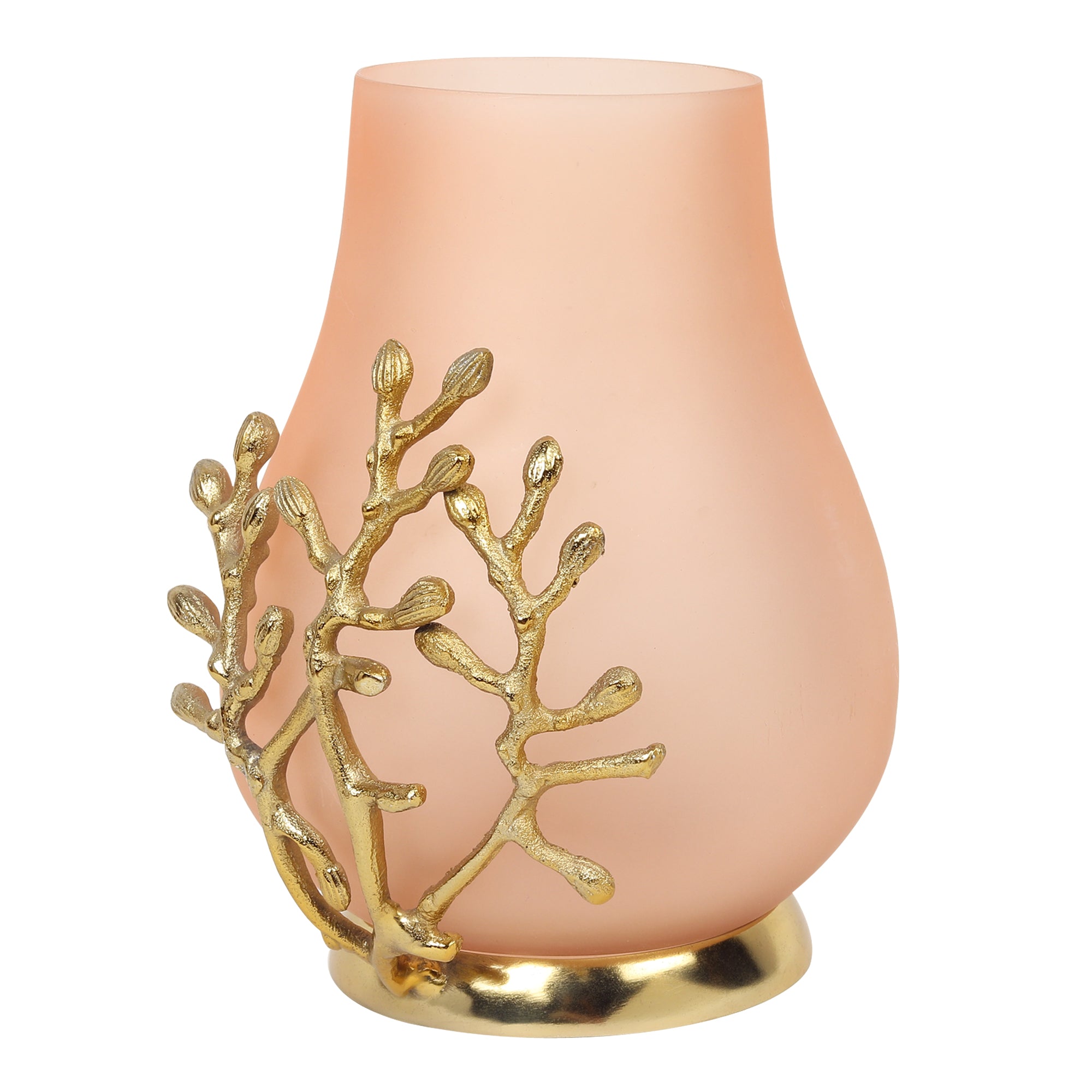 VersaLux Glass Vase and Candle Holder in Peach & Gold