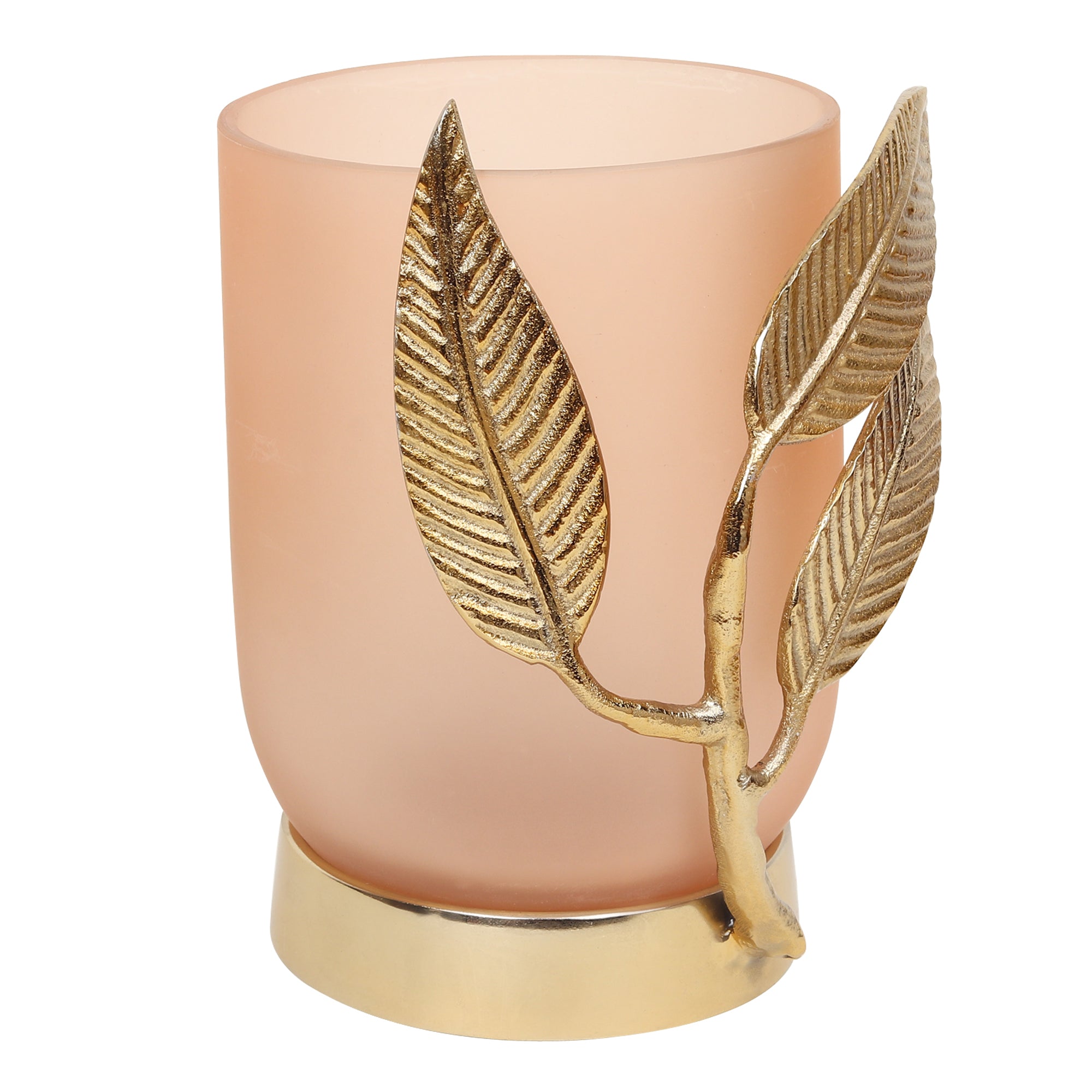 VersaLeaf Glass Vase and Candle Holder in Peach & Gold