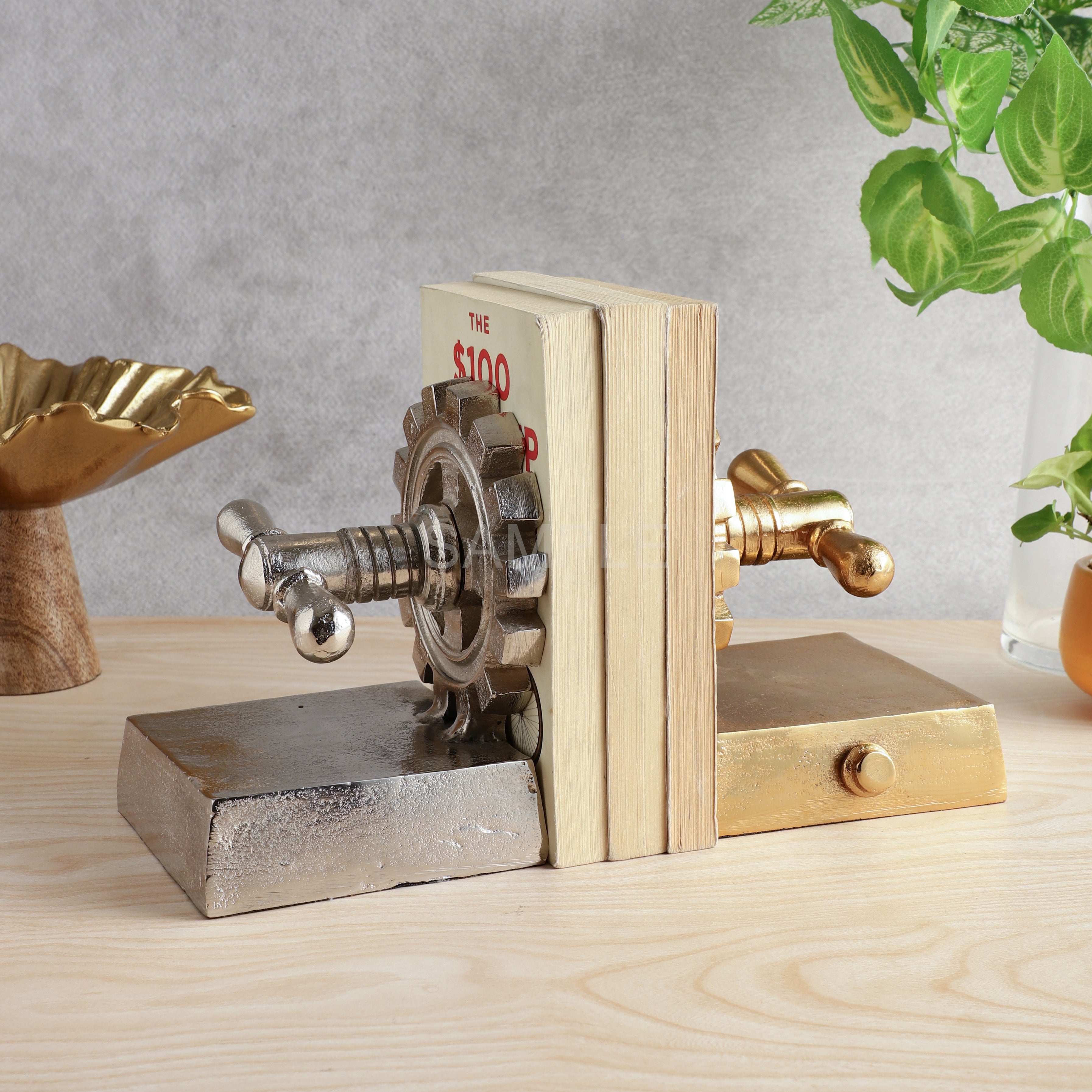 The Gearlock Bookend Gold & Silver- OUCH CART 