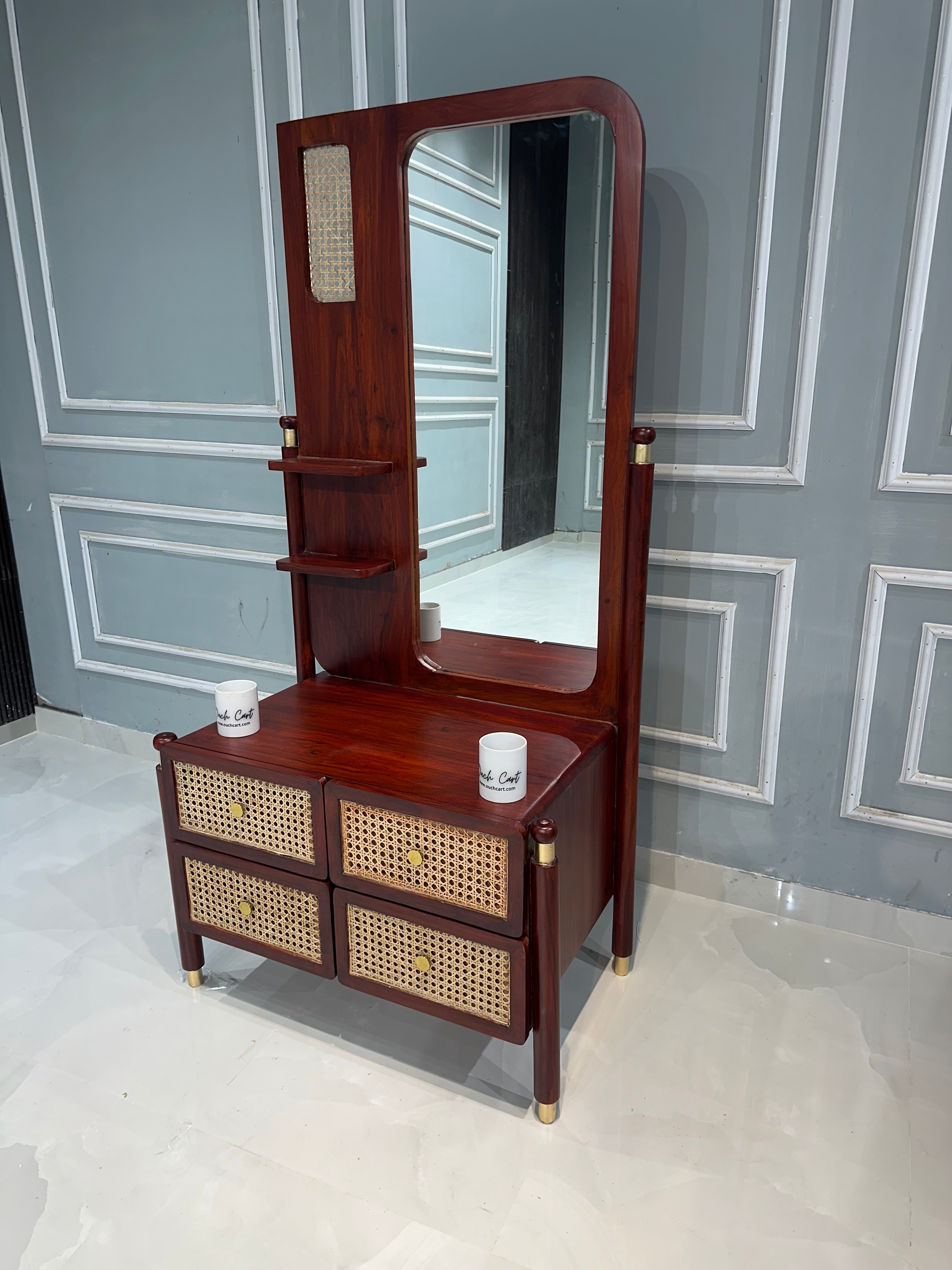 Lofti Sheesham Wood Dressing Table in Honey Brown Color
