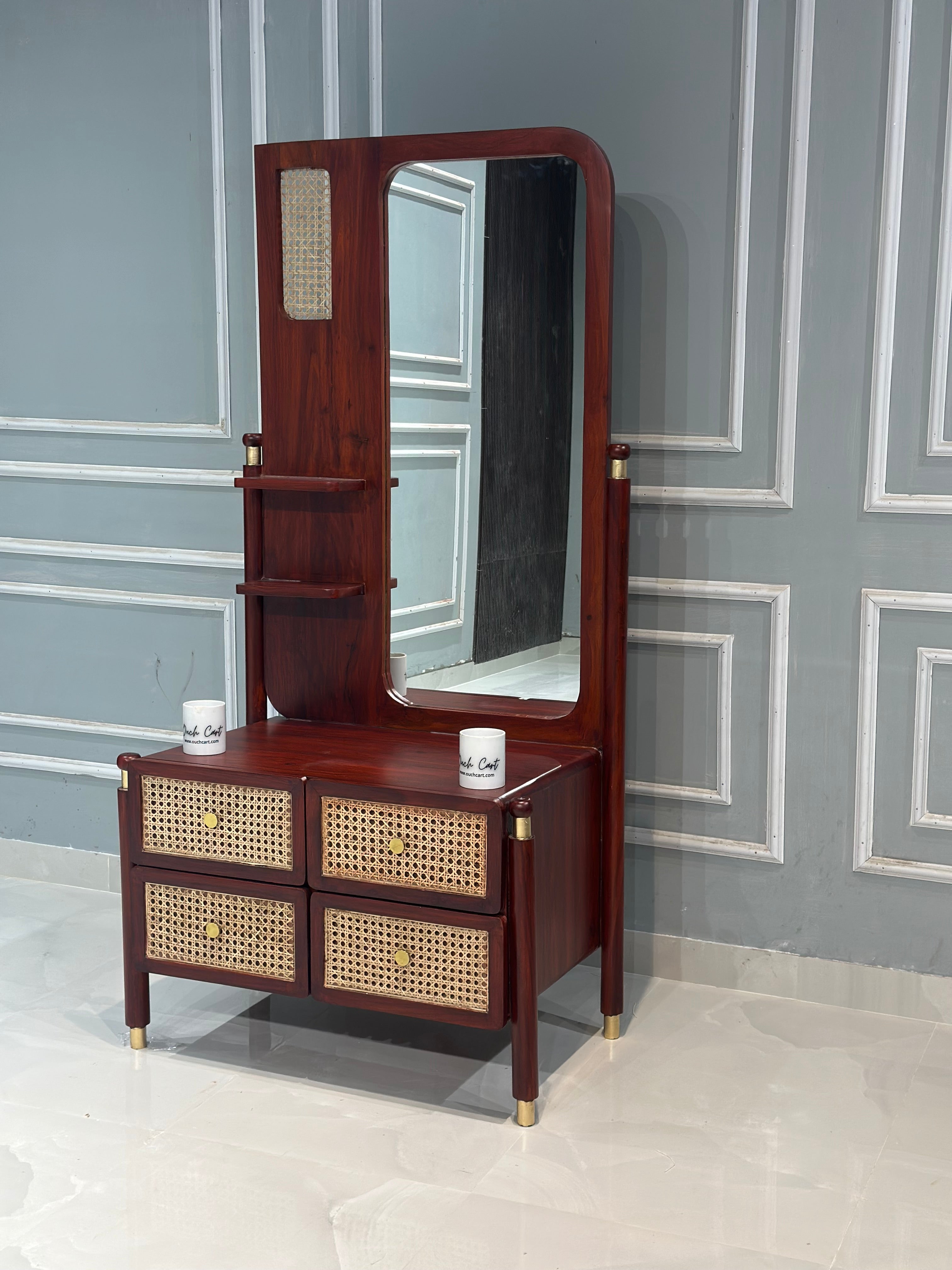 Lofti Sheesham Wood Dressing Table in Honey Brown Color