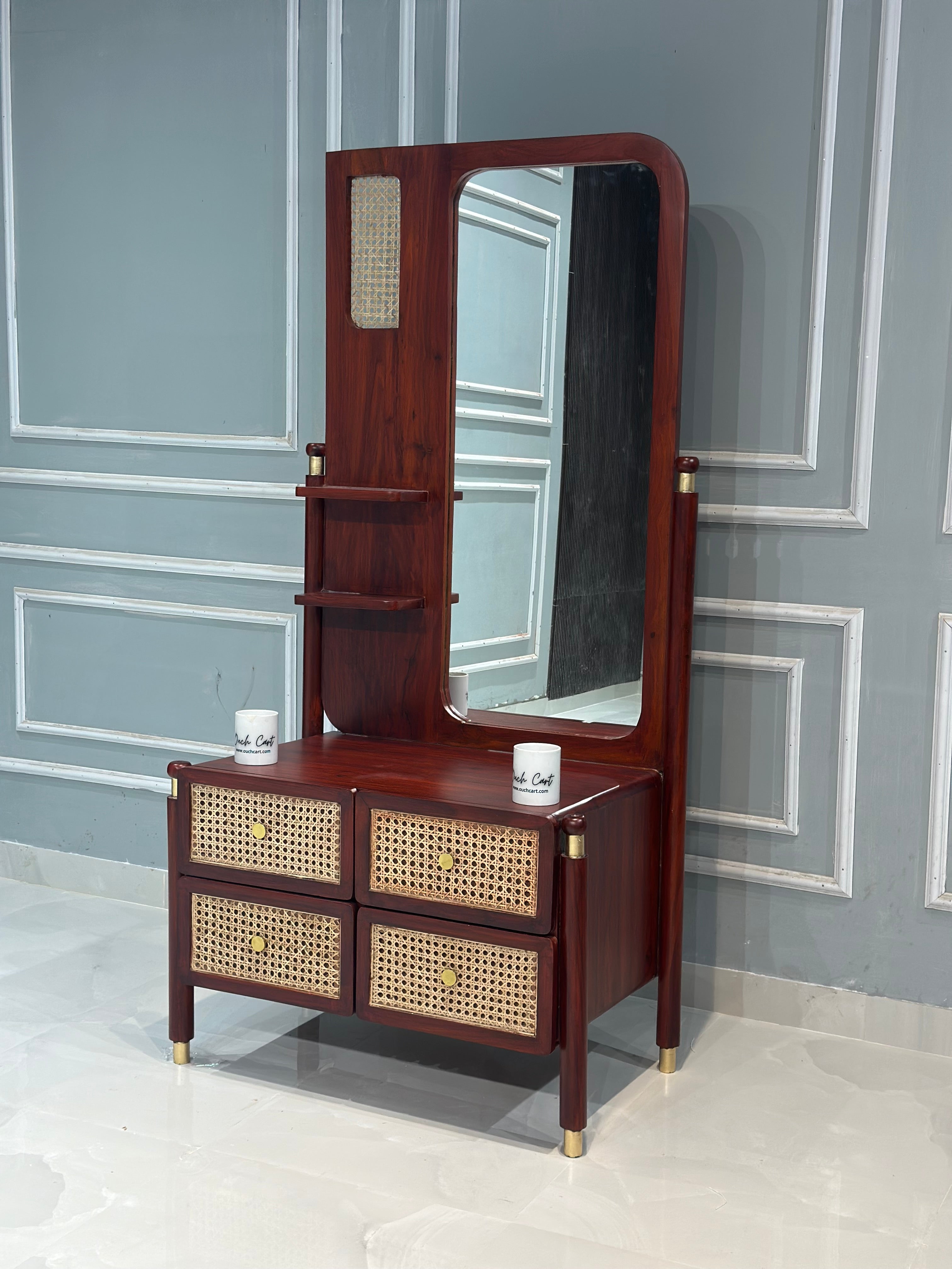 Lofti Sheesham Wood Dressing Table in Honey Brown Color