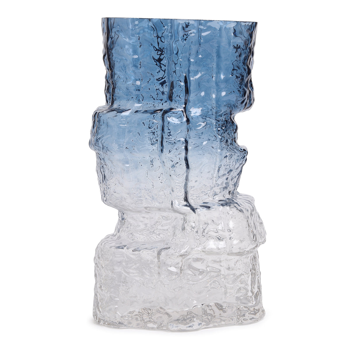 Frostline Crystal Vase Blue Wide