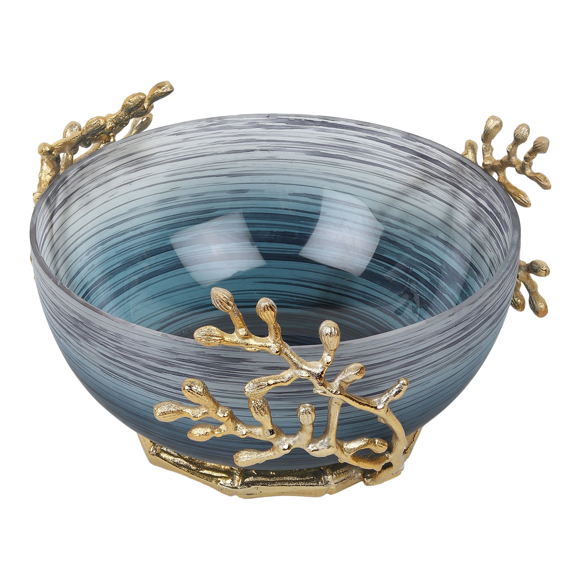 Vincent Glass Bowl in wavy grey & Gold