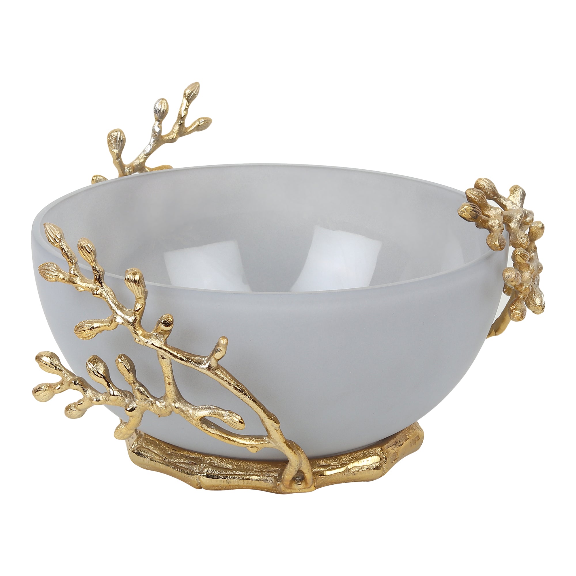 Vincent Glass Bowl in grey & Gold