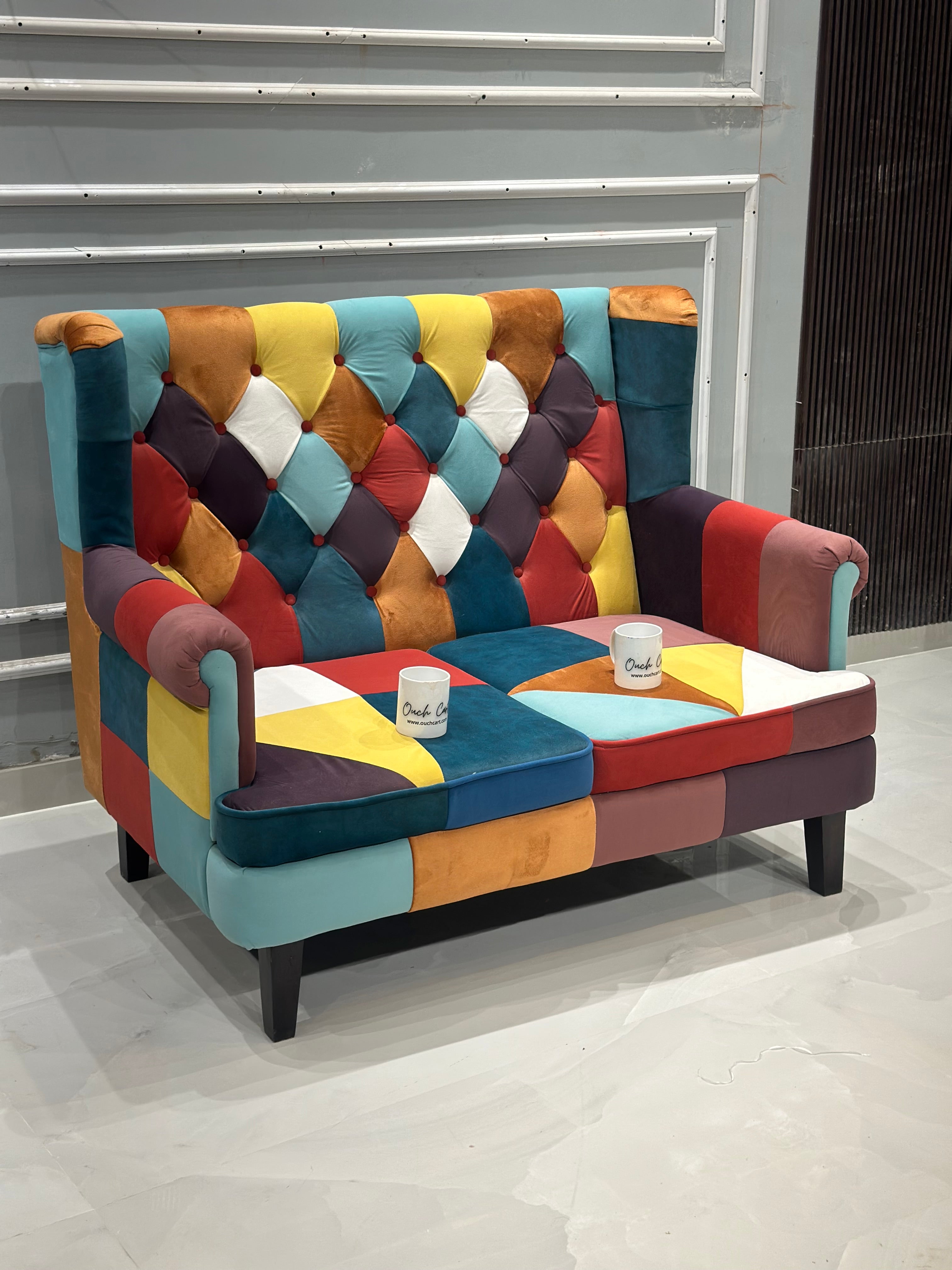 Velvet 2 Seater Sofa in Multi Colour