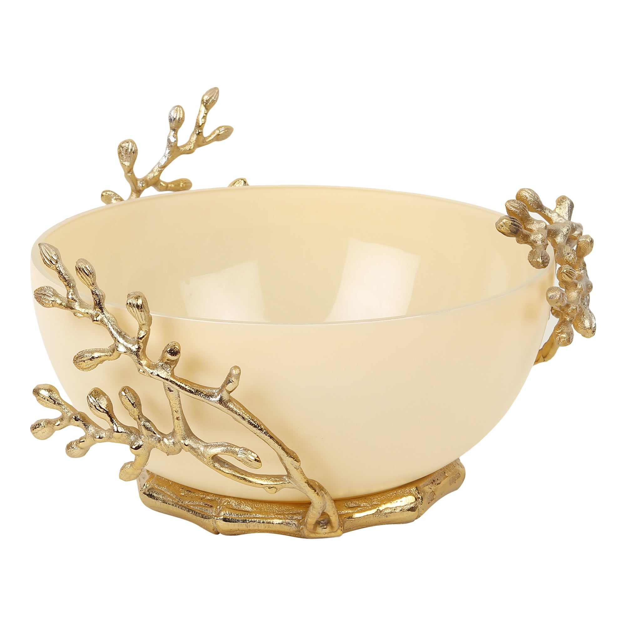 Vincent Glass Bowl in cream & Gold