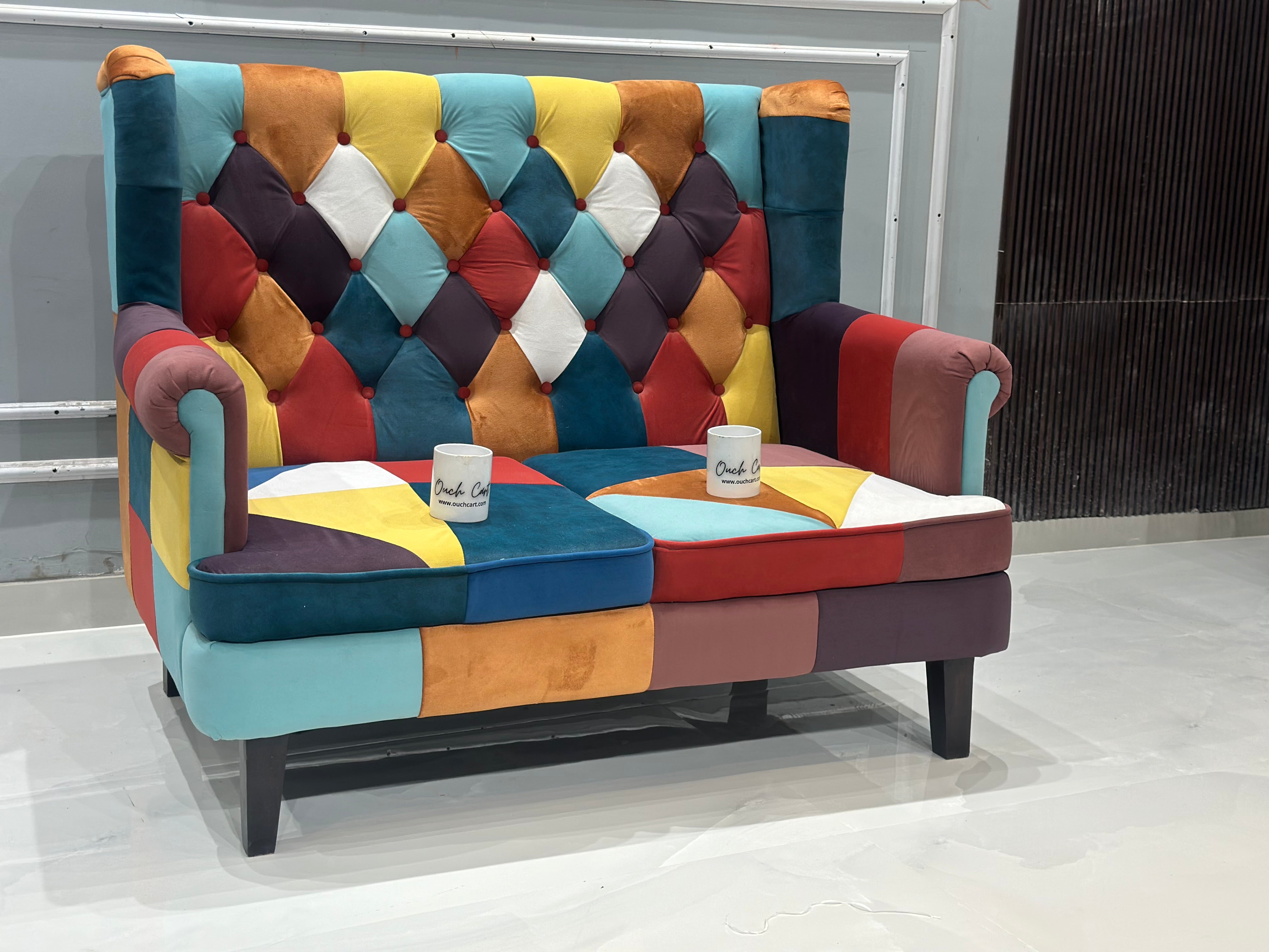 Velvet 2 Seater Sofa in Multi Colour