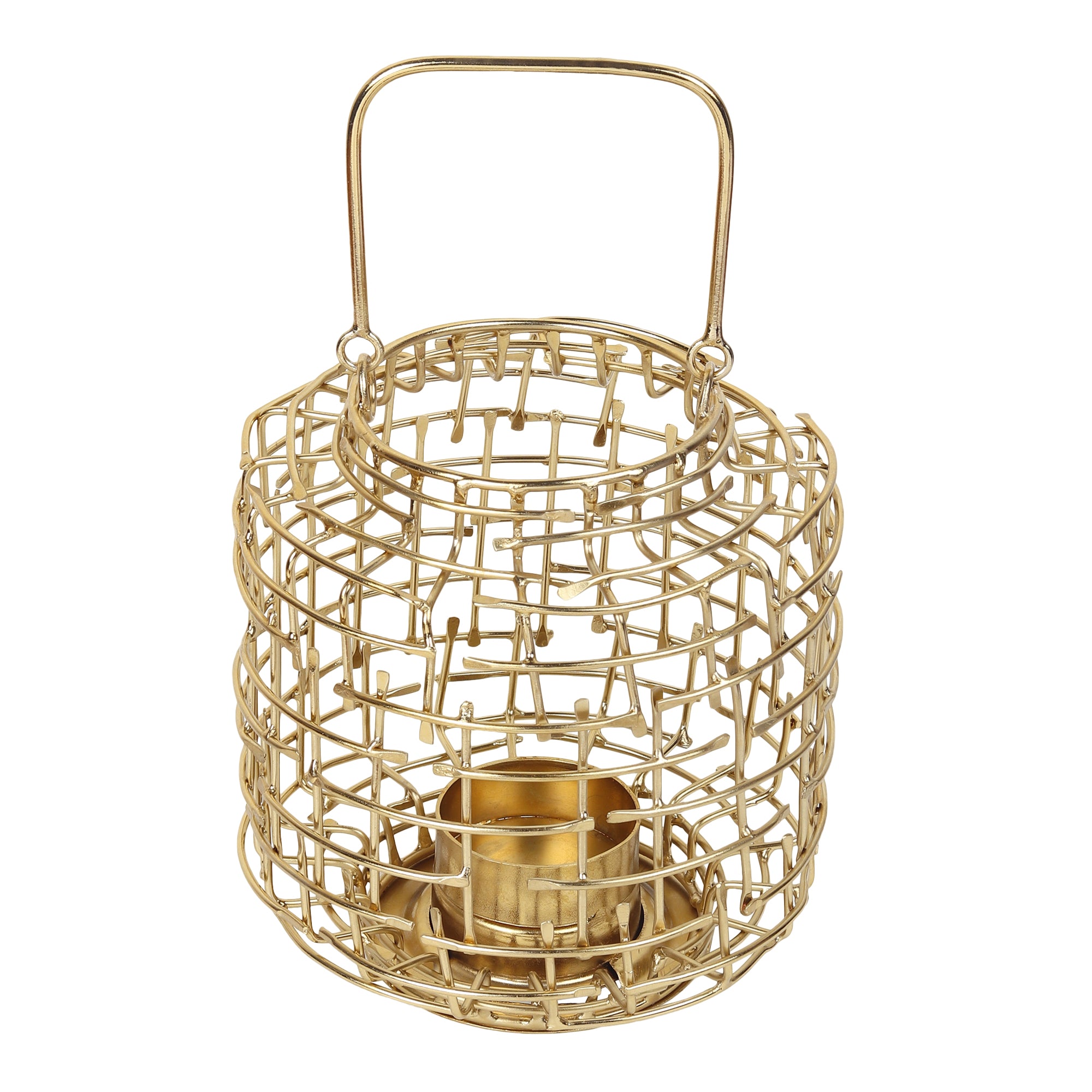 Basketweave Gold Tea Light Holder